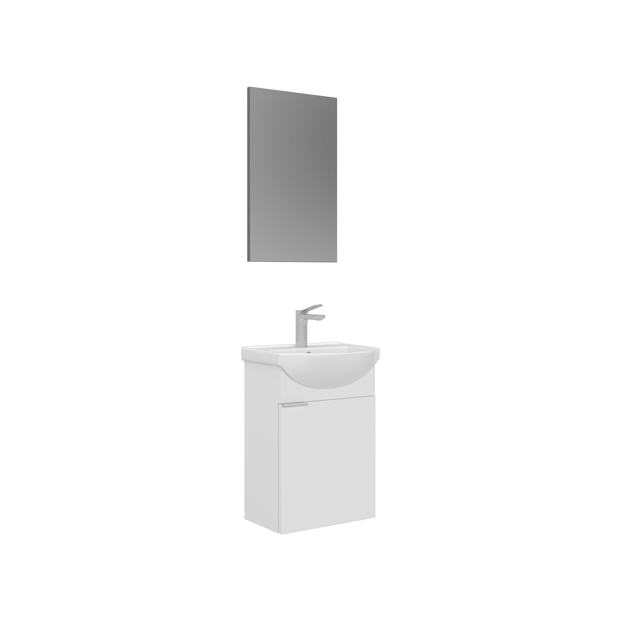 Orka Purus 45 cm Parlak Beyaz Düz Aynalı Banyo Dolabı Takımı (Asma)