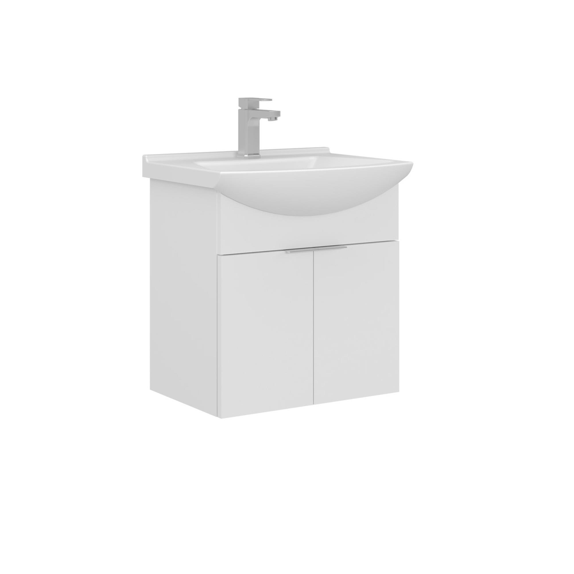 Orka Purus 55 cm Parlak Beyaz Banyo Dolabı Alt Modül Lavabo (Asma)