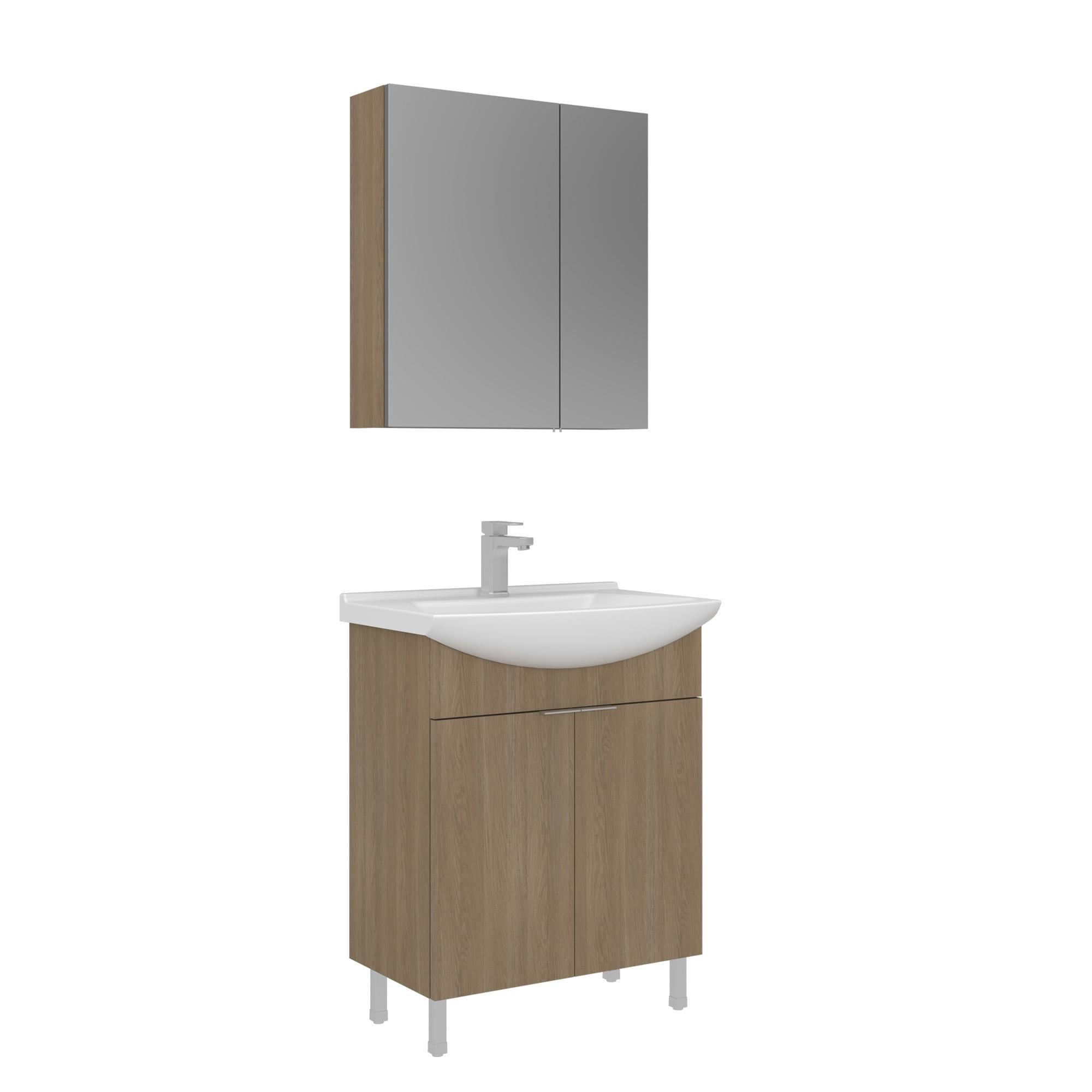 Orka Purus 65 cm Budva Ayna Dolaplı Banyo Dolabı Takım (Ayaklı)