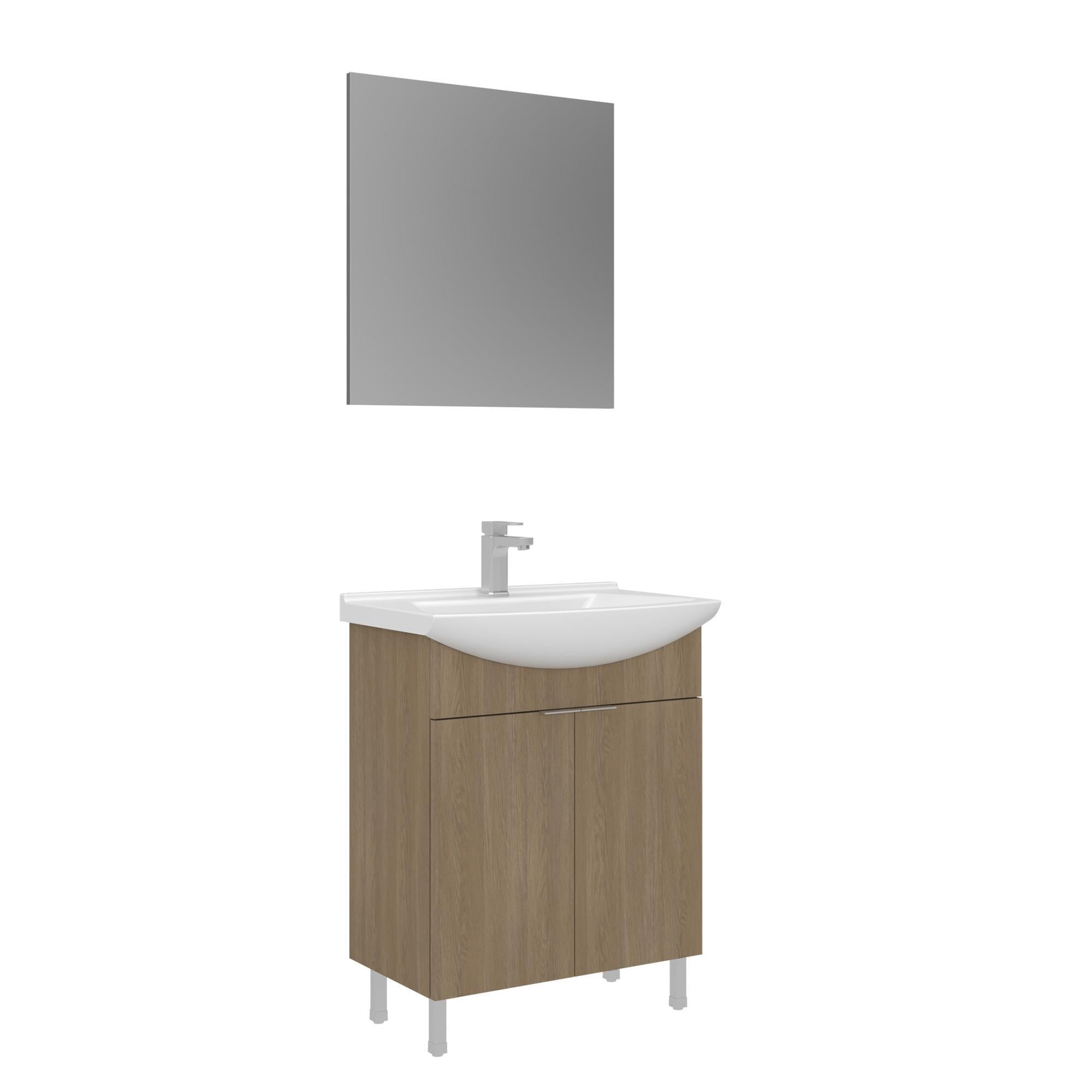 Orka Purus 65 cm Budva Düz Aynalı Banyo Dolabı Takımı (Ayaklı)