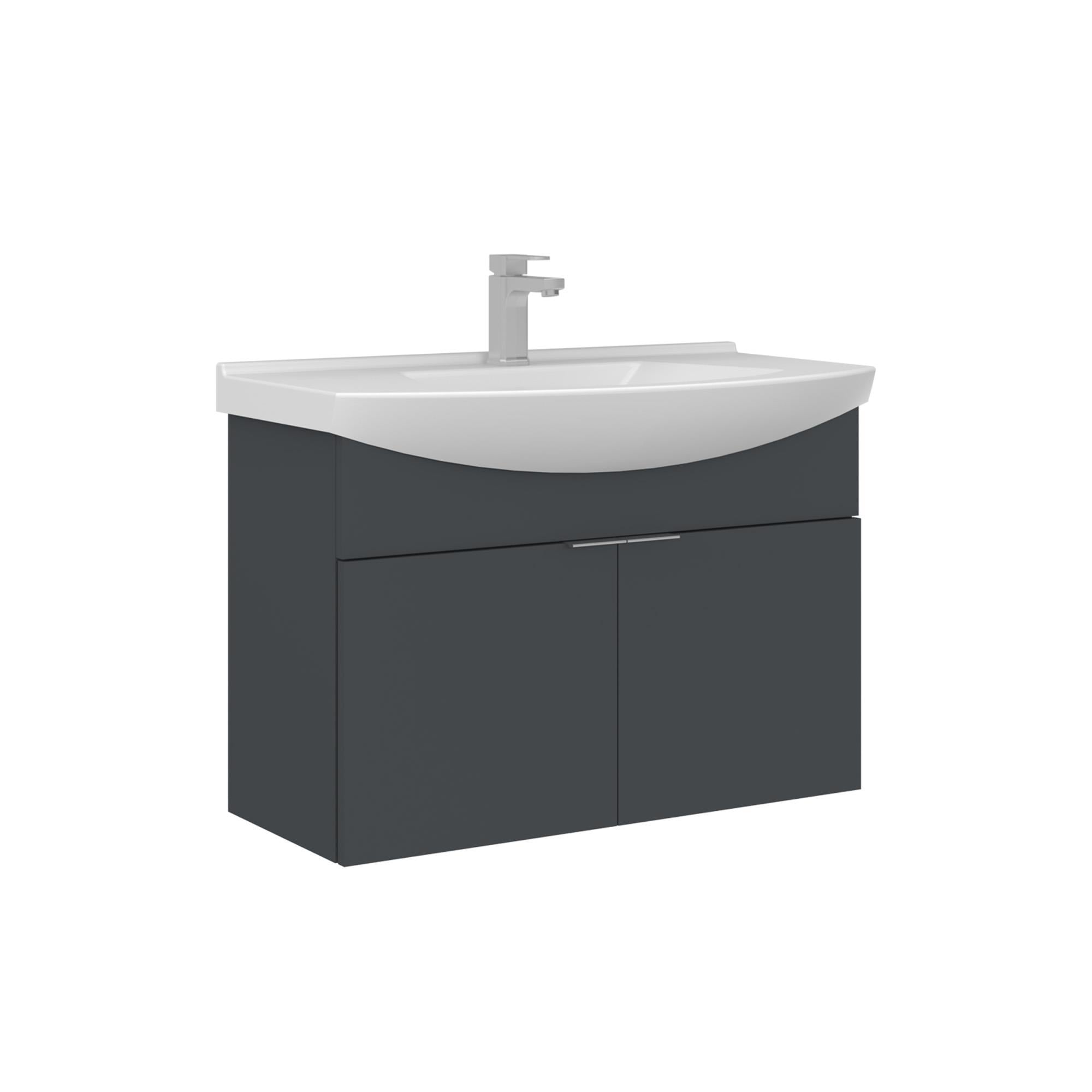 Orka Purus 80 cm Mat Antrasit Banyo Dolabı Alt Modül Lavabo (Asma)