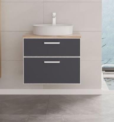 Orka Salerno 60 cm Mat Antrasit Banyo Dolabı Alt Modül ve Lavabo