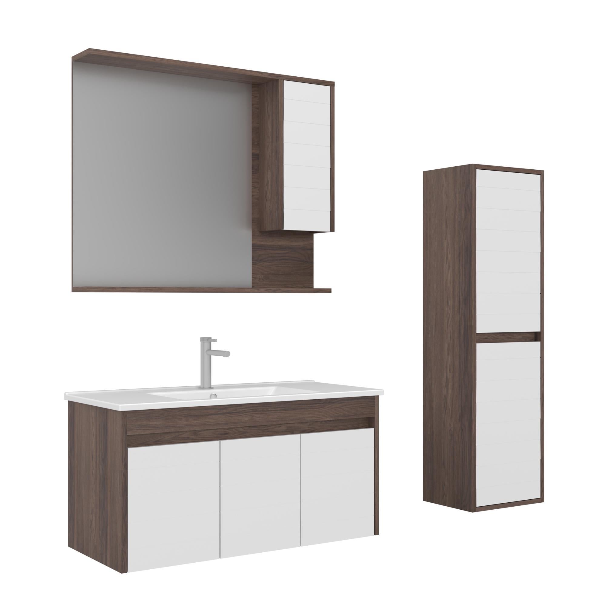 Orka Serra 100 cm Navaro/Beyaz Banyo Dolabı Takımı ve Boy Dolabı