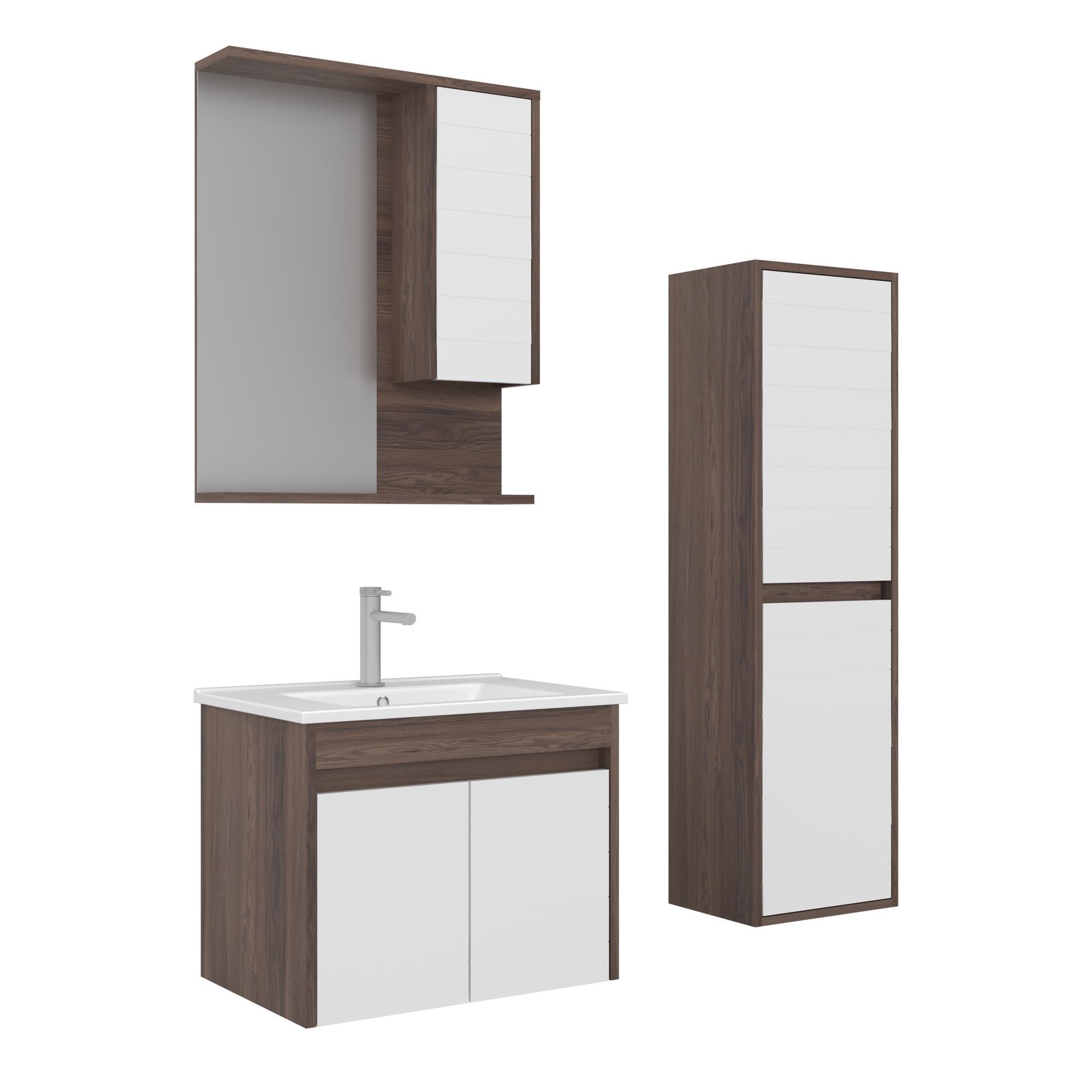 Orka Serra 65 cm Navaro/Beyaz Banyo Dolabı Takımı ve Boy Dolabı