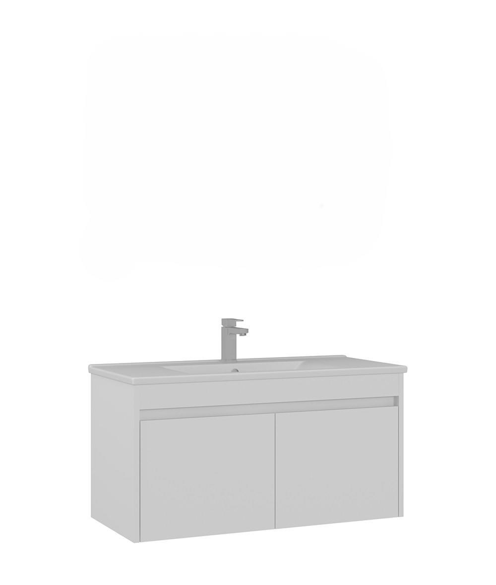 Orka Side 100 cm Beyaz Kapaklı Banyo Dolabı Alt Modül Lavabo