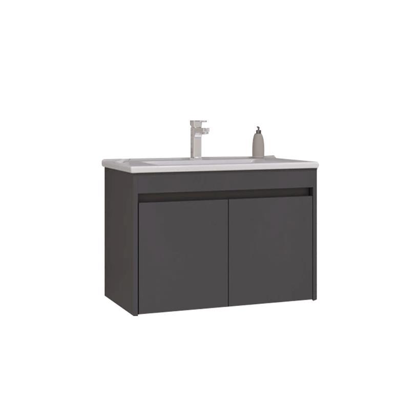 Orka Side 85 cm MDF Kapaklı Antrasit Banyo Dolabı Alt Modül Lavabo