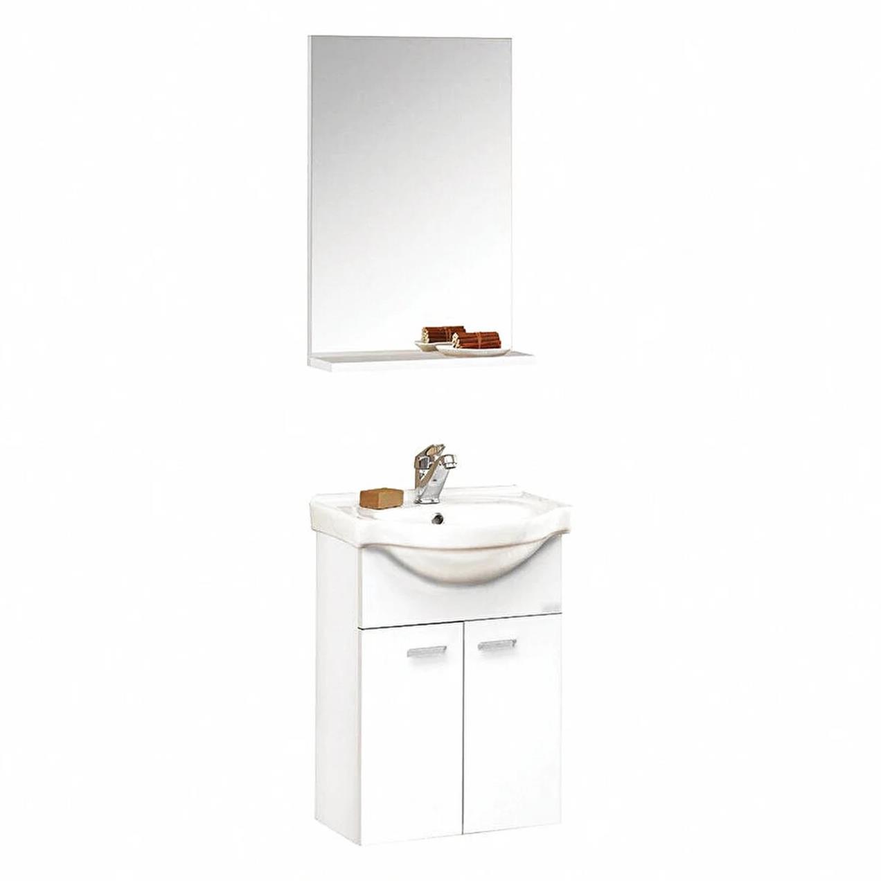 Orka Soma 45 cm MDF Mini Beyaz Banyo Dolabı Takımı