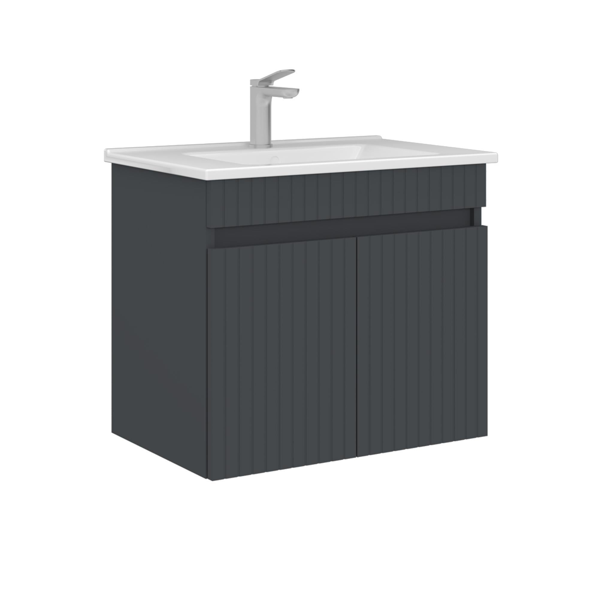 Orka Tivoli 65 cm Mat Antrasit Banyo Dolabı Alt Modül Lavabo
