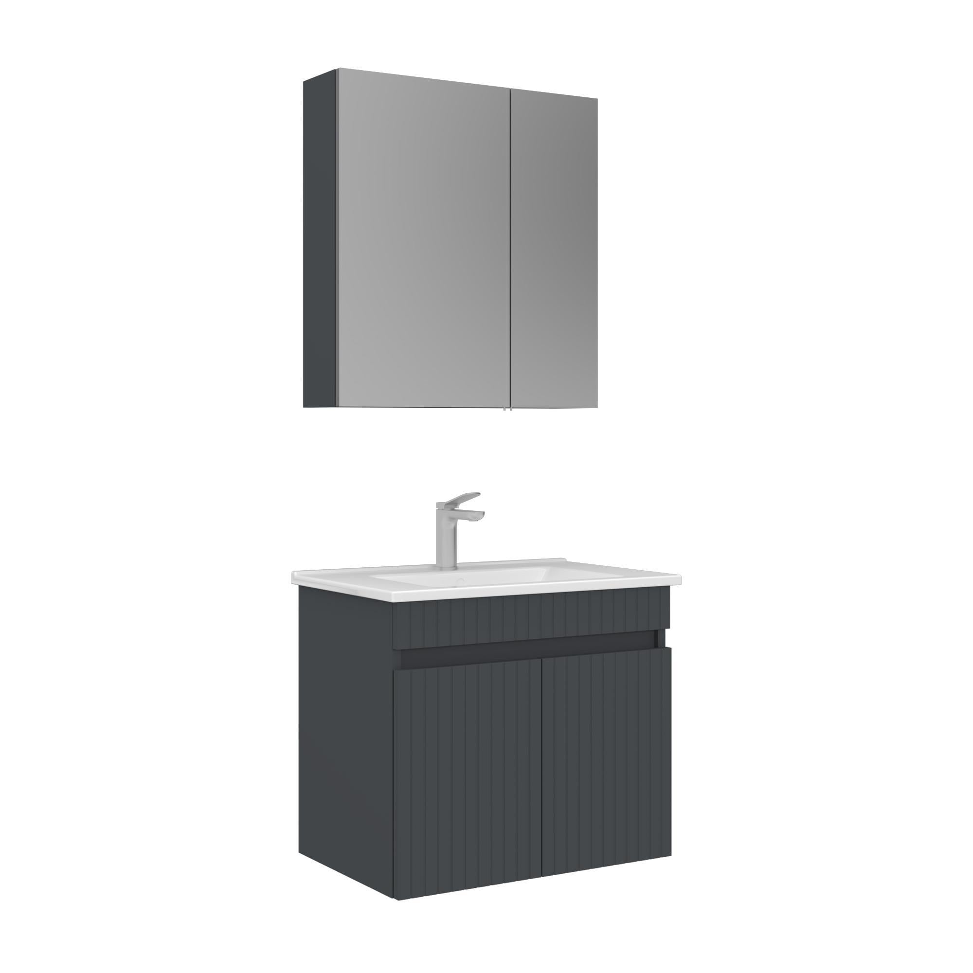 Orka Tivoli 65 cm Mat Antrasit Banyo Dolabı Takımı 