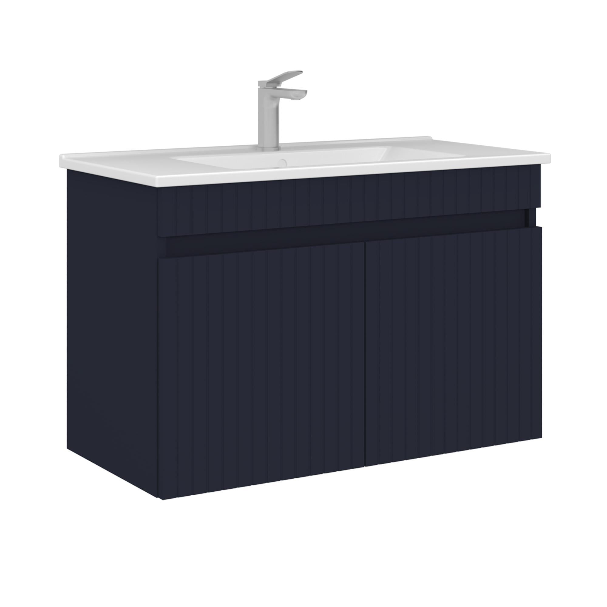Orka Tivoli 85 cm Mat Lacivert Banyo Dolabı Alt Modül Lavabo