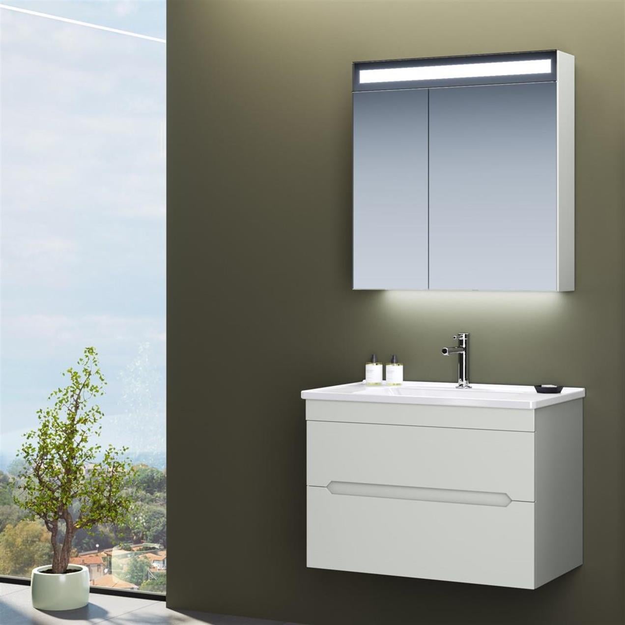 Orka Varna 80 cm MDF Mat Kaşmir Banyo Dolabı Takımı