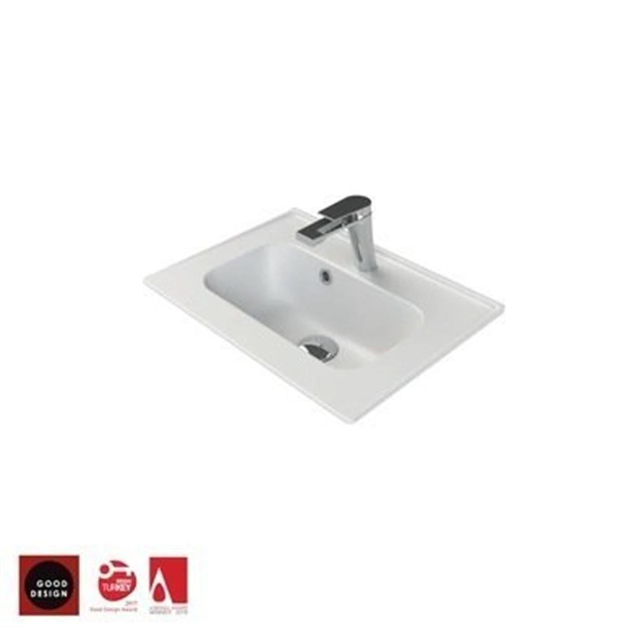 Turkuaz Cerastyle Blue Etajer Uyumlu (Damlalıklı) Lavabo 50*36 cm