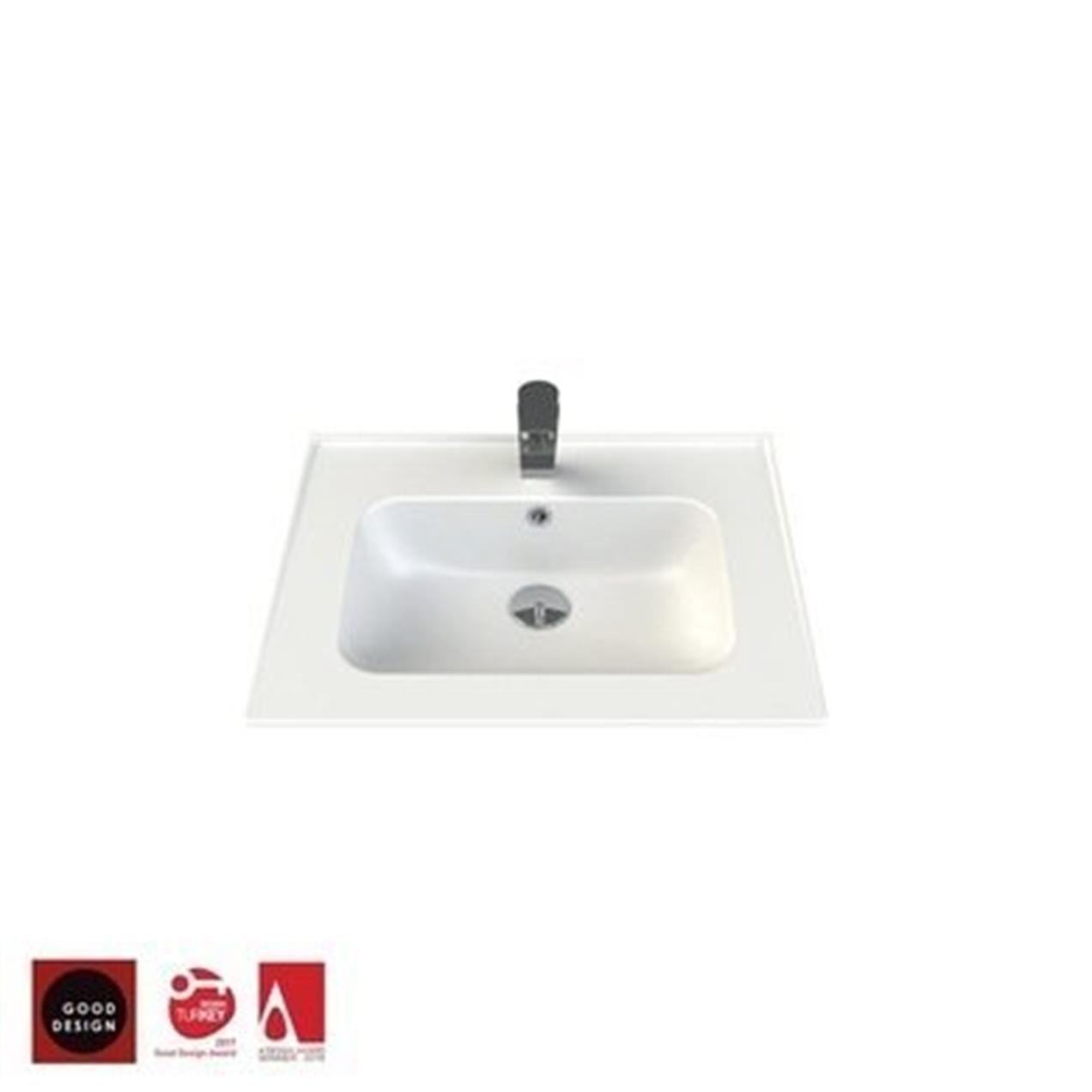 Turkuaz Cerastyle Blue Etajer Uyumlu  (Damlalıklı)  Lavabo 65*47cm