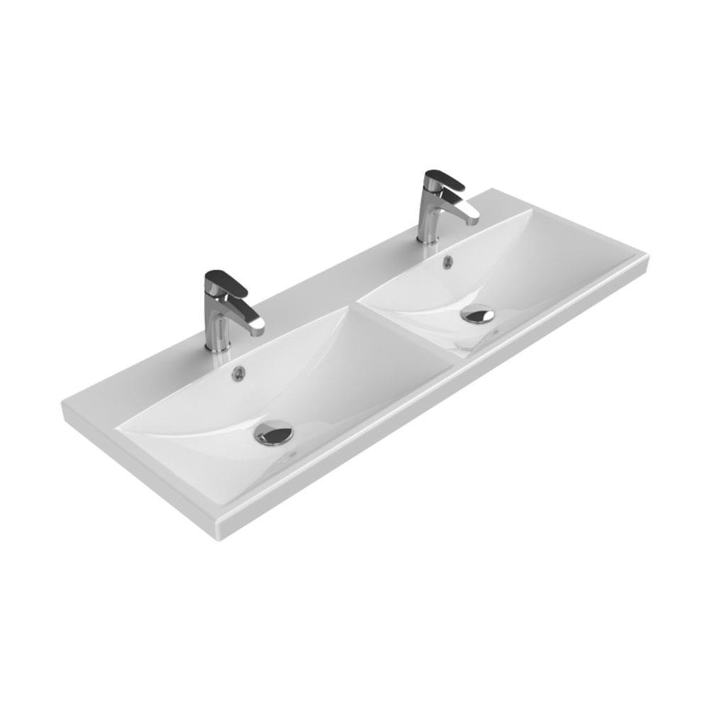 Turkuaz Cerastyle Elite Etajer Uyumlu Lavabo 120*45 cm (Çift Batarya Delikli)