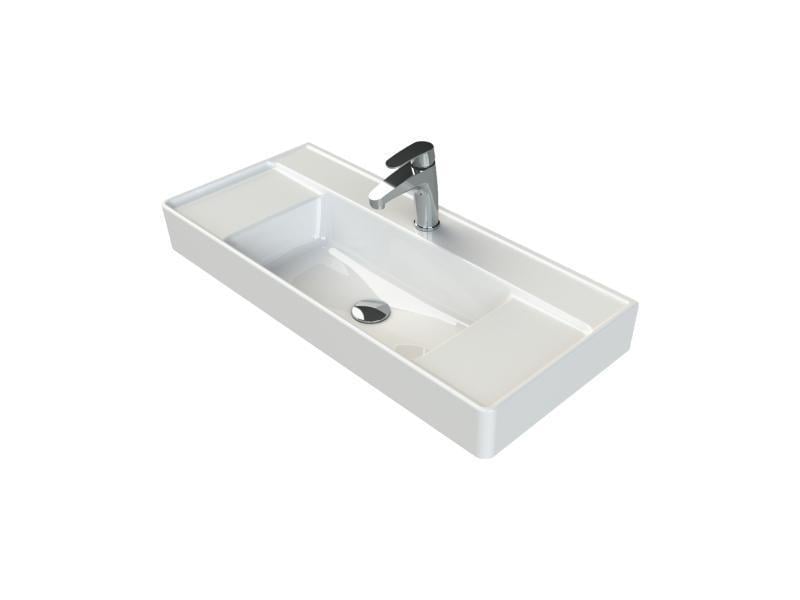 Turkuaz Cerastyle Sharp Etajer Uyumlu Damlalıklı Lavabo 85*38 cm