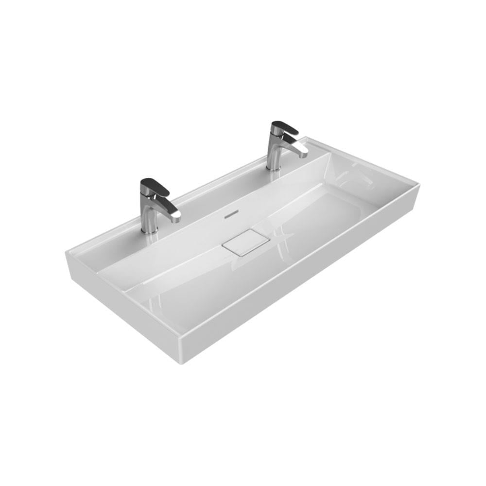 Turkuaz Cerastyle Sharp Etajer Uyumlu Lavabo Damlalıklı 100*48 cm (Çift Batarya Delikli)