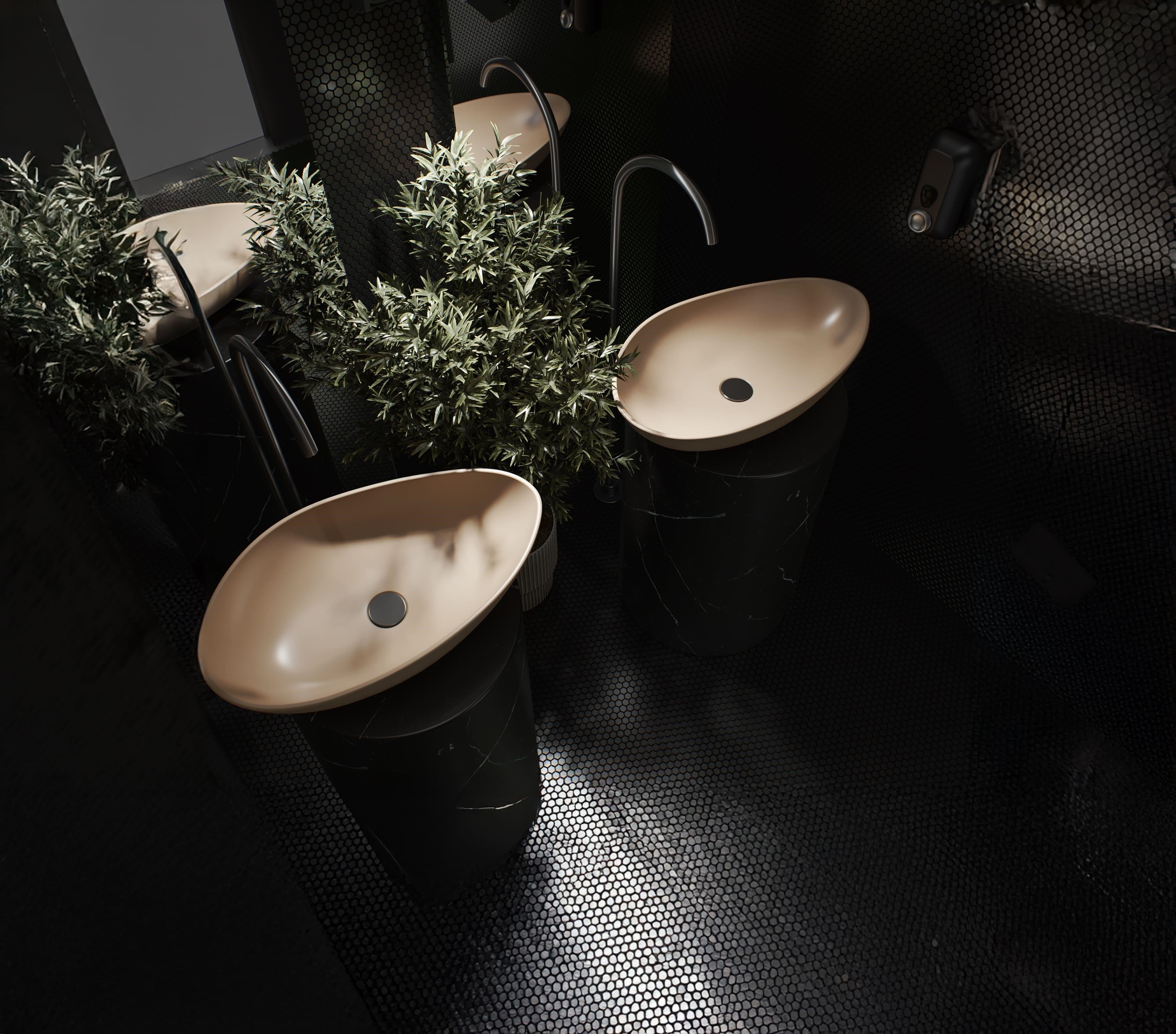 Turkuaz Olive Tezgahüstü Mat Cappuccino Lavabo 61*34 cm