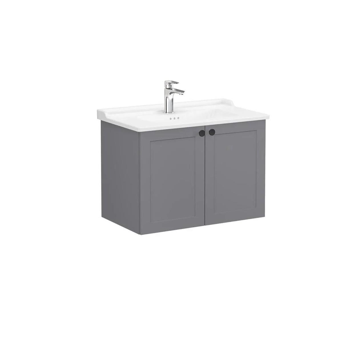 Vitra Root Classic 80 cm Gri Kapaklı Banyo Dolabı Alt Modül Lavabo