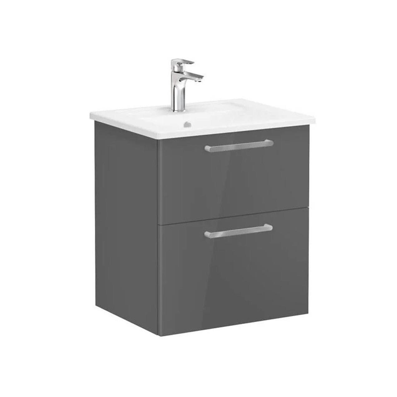 Vitra Root Flat 65 cm Parlak Antrasit Kapaklı Banyo Dolabı Alt Modül Lavabo 66292