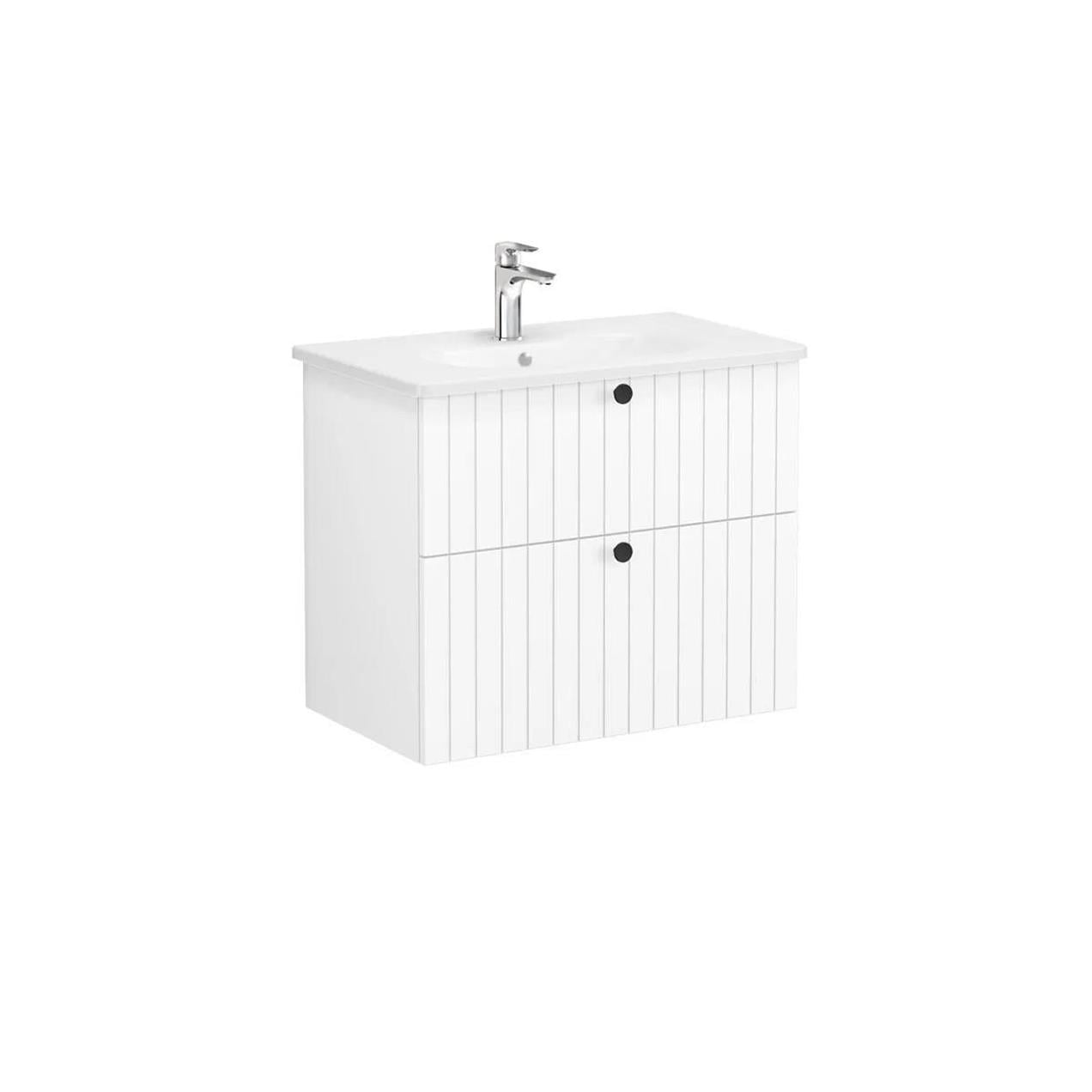 Vitra Root Groove 80 cm Beyaz Çift Çekmeceli Banyo Dolabı Alt Modül Lavabo