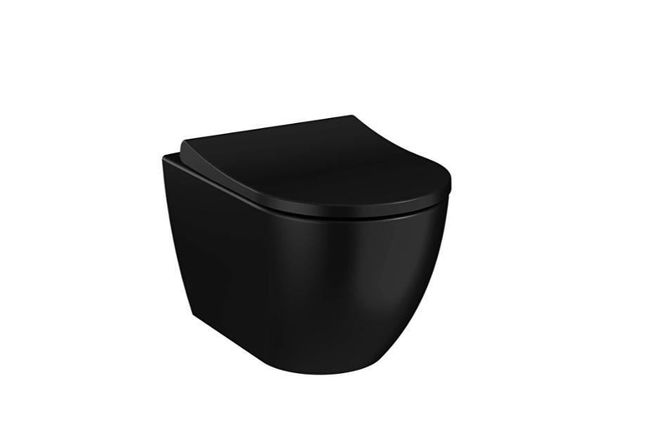 Vitra S60 SmoothFlush Mat Siyah Kanalsız Asma Klozet ve İntegra Yavaş Kapanır Kapak 7510B083-0090