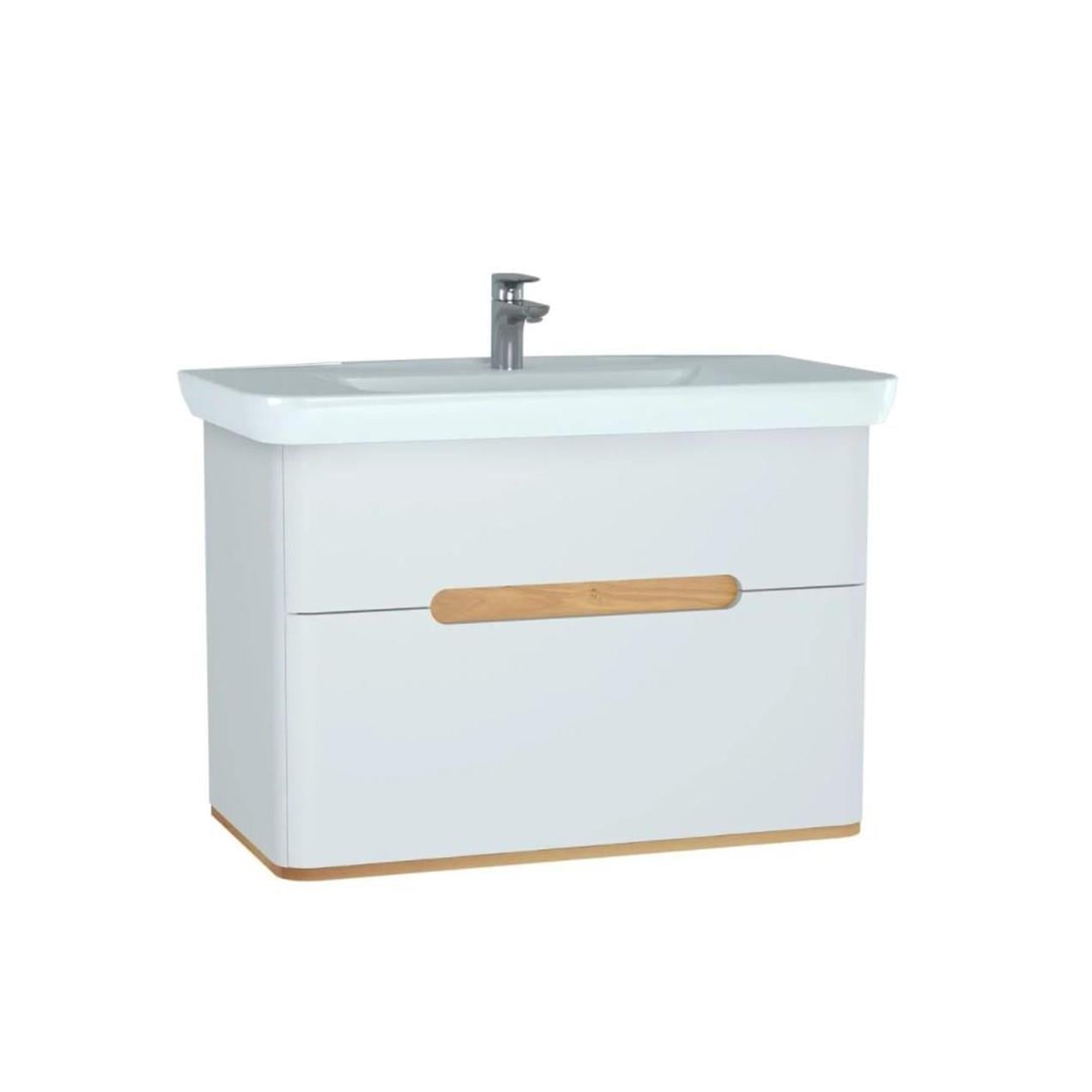 Vitra Sento 100 cm Mat Beyaz Banyo Dolabı Alt Modül, Lavabo 60826