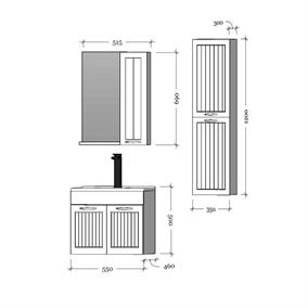 Bagnora Alya 55 cm MDF Beyaz Banyo Dolabı Takımı ve Boy Dolabı