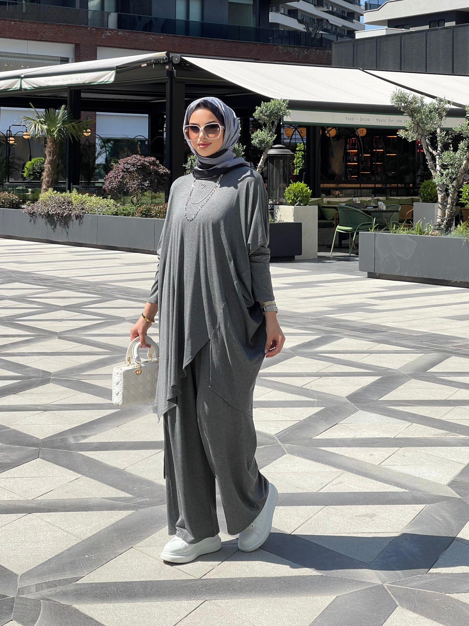 Asimetrik Viskon  Penye Gri Takım