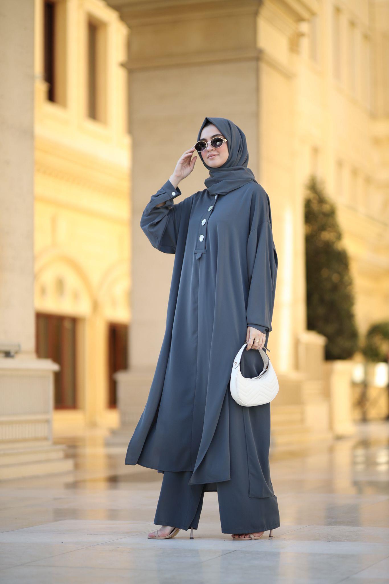 Sedef Düğmeli Takım Antrasit