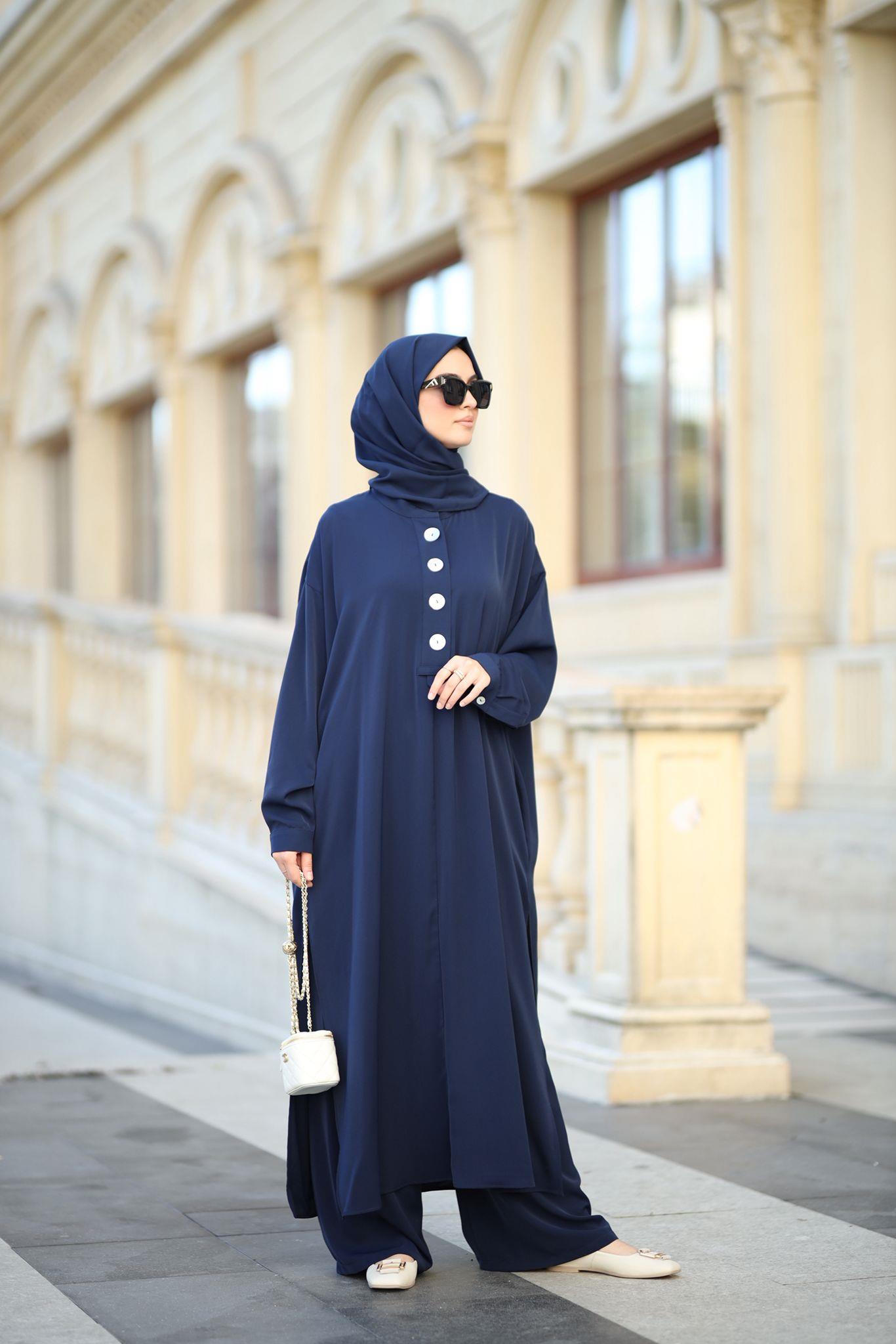 Sedef Düğmeli Takım LAcivert