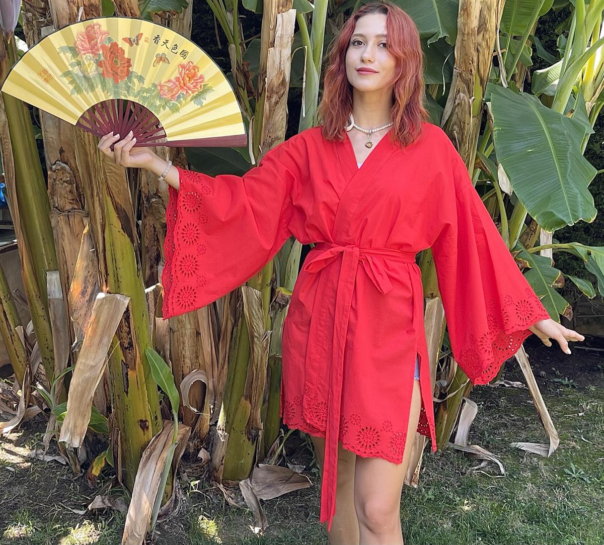 COTTON SCALLOPEDLU KIMONO