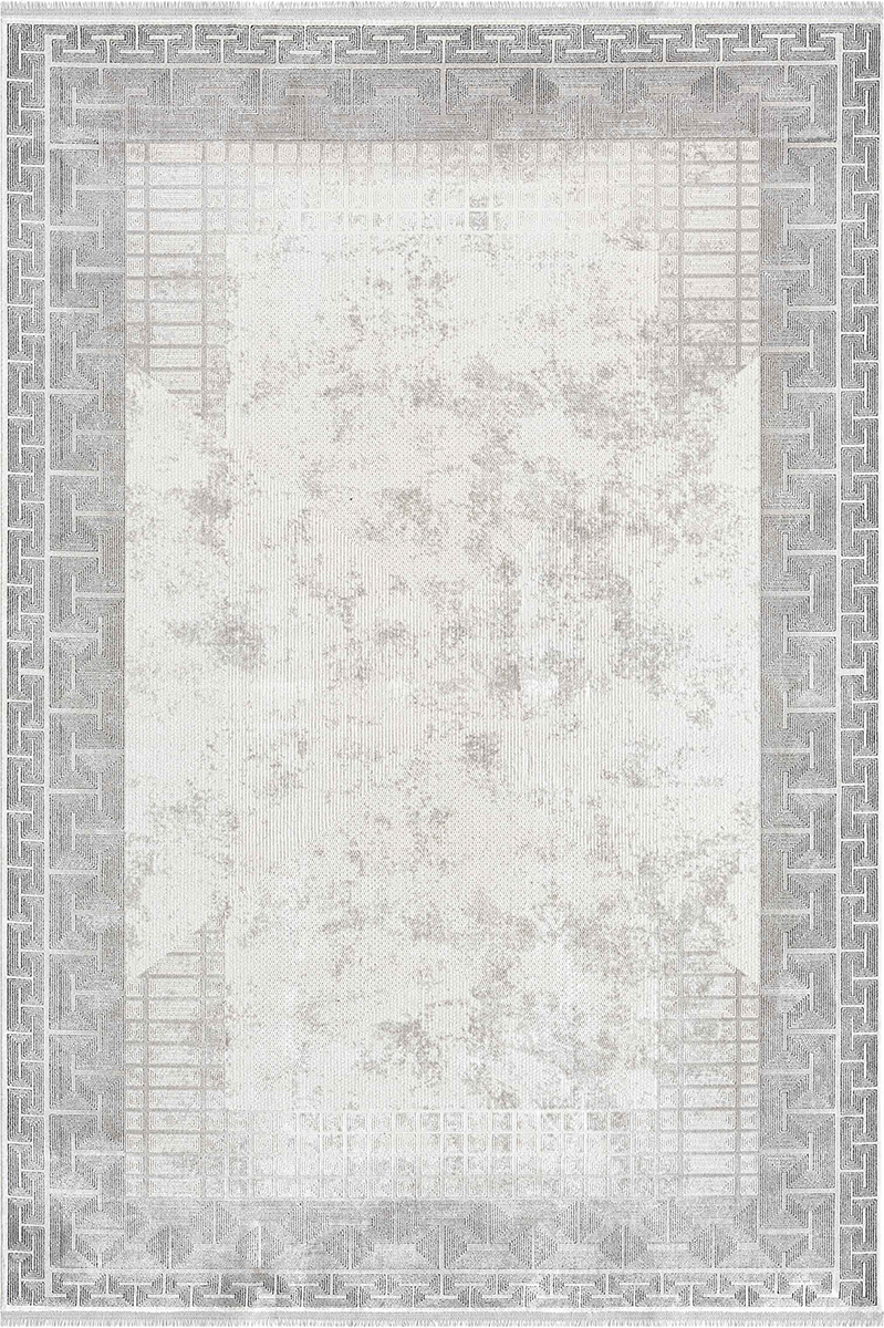 Royal Halı Nil NB09A Doğal Viskon-Akrilik, Gri Çerçeveli Halı