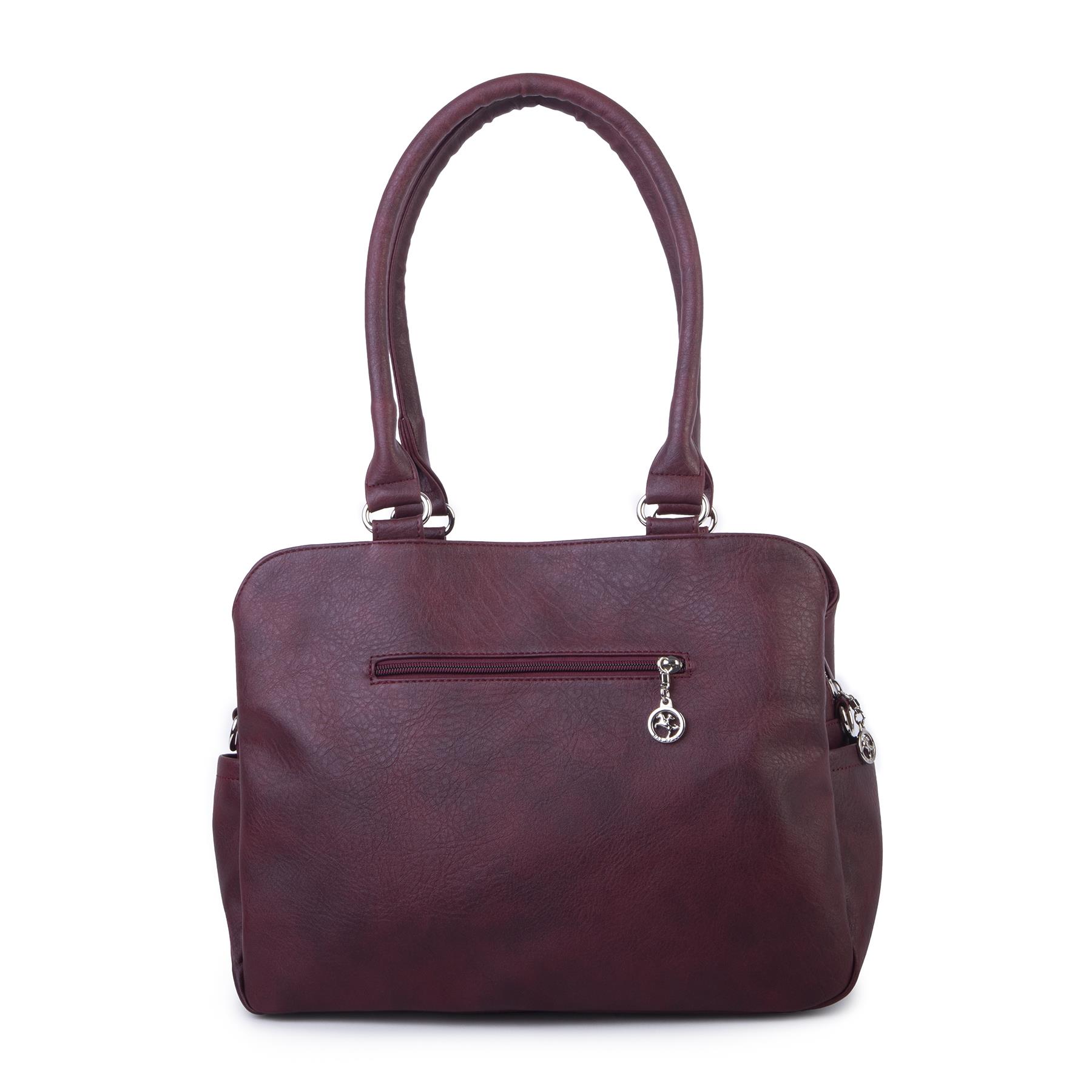  Nas Bag Kadın Büyük Boy Üç Bölmeli Omuz Çantası Bordo Raven