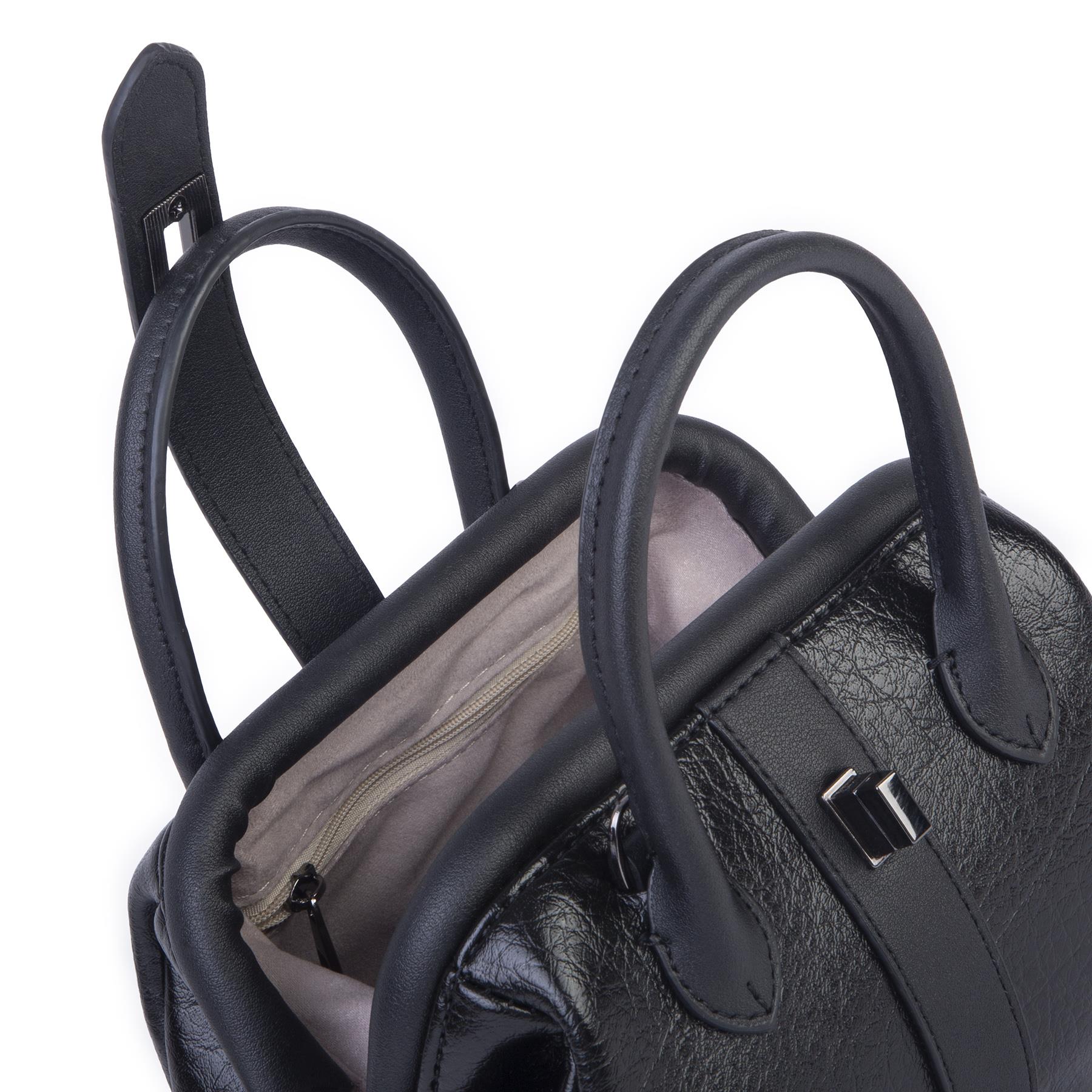  Nas Bag Kadın  Mini Boy Klipsli El ve Postacı Çantası Siyah Victoria (20x13 cm)