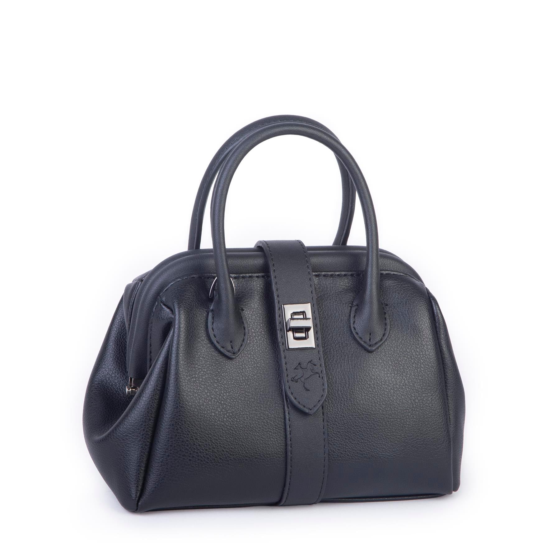  Nas Bag Kadın  Mini Boy Klipsli El ve Postacı Çantası Siyah Golf (20x13 cm)