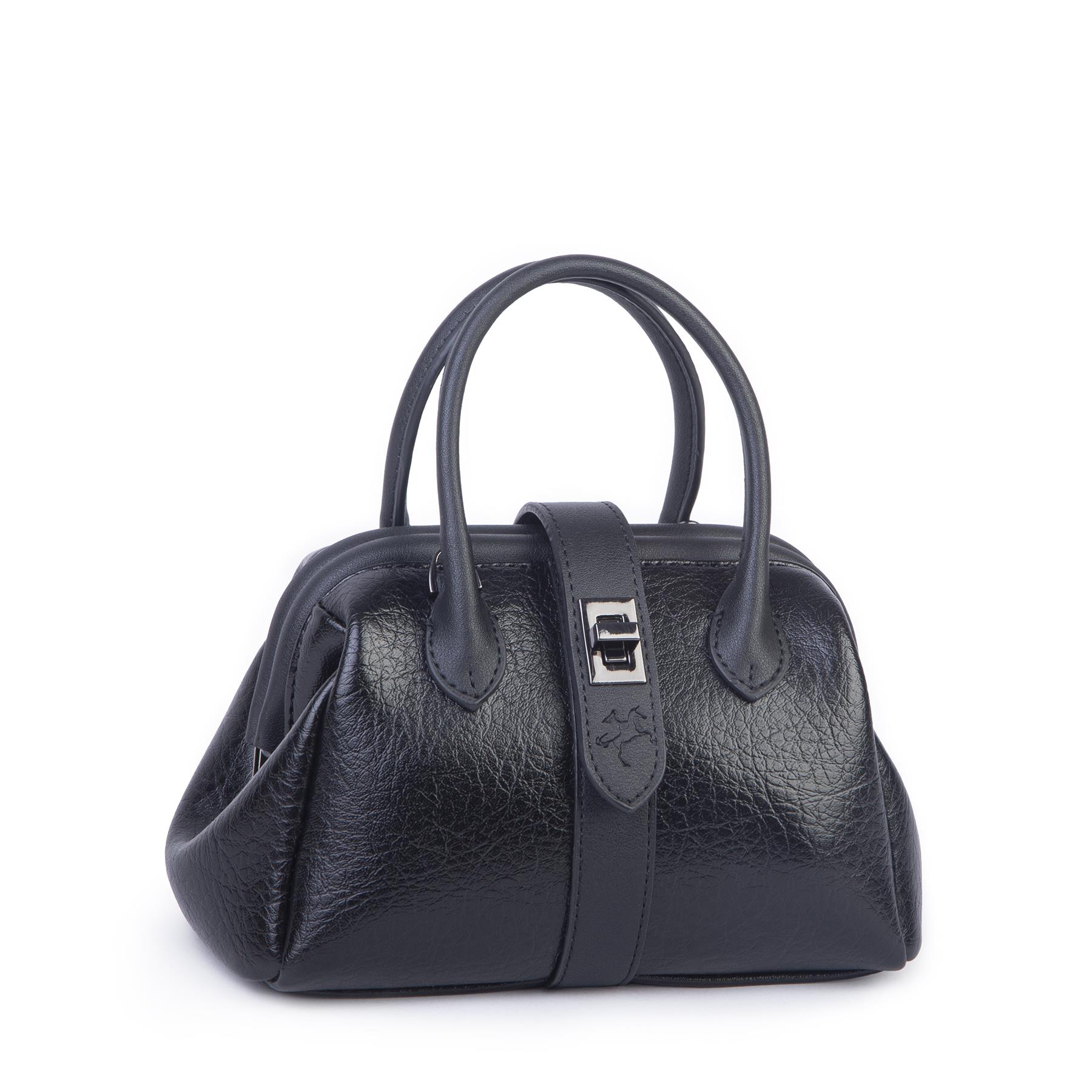  Nas Bag Kadın  Mini Boy Klipsli El ve Postacı Çantası Siyah Victoria (20x13 cm)