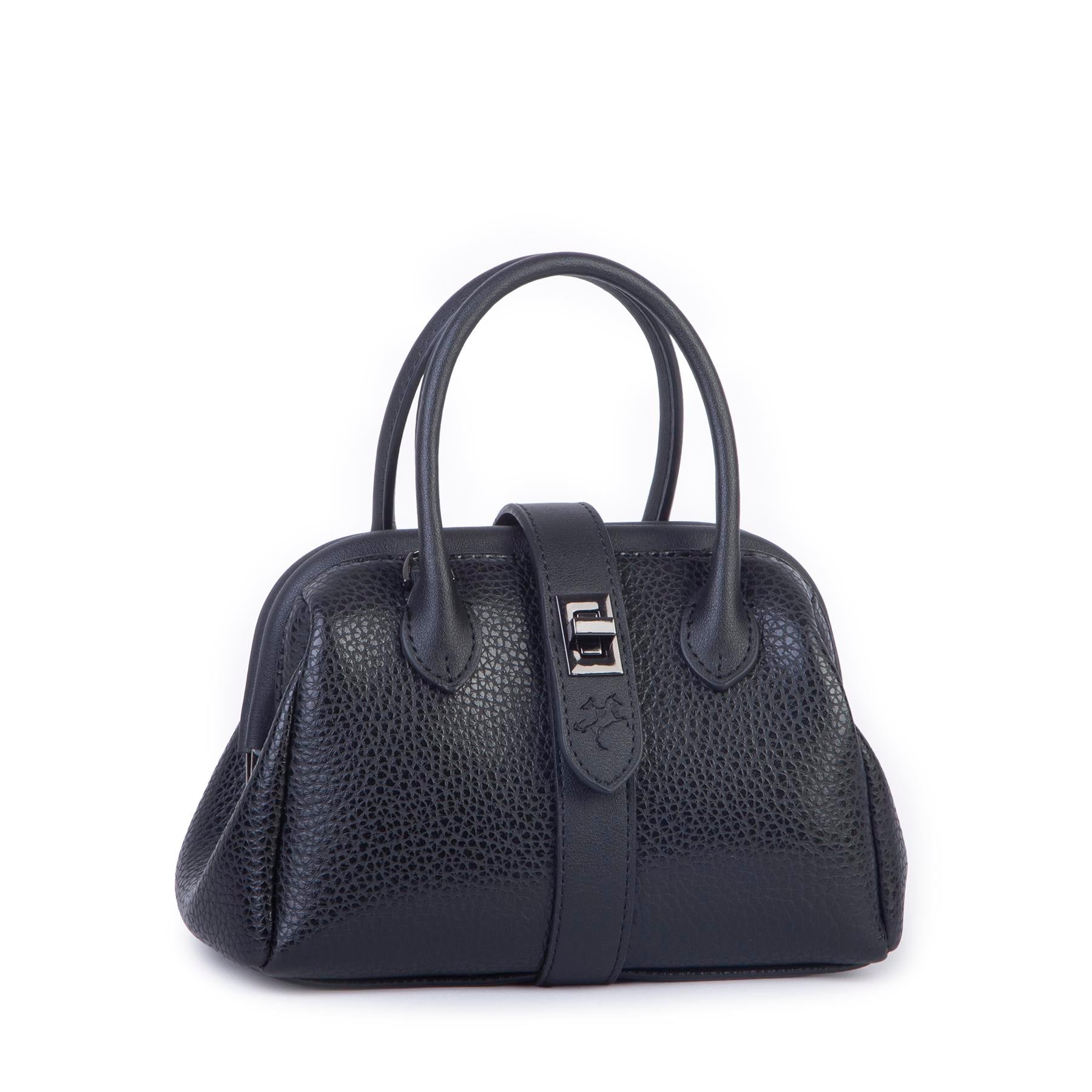  Nas Bag Kadın  Mini Boy Klipsli El ve Postacı Çantası Siyah Lopez (20x13 cm)