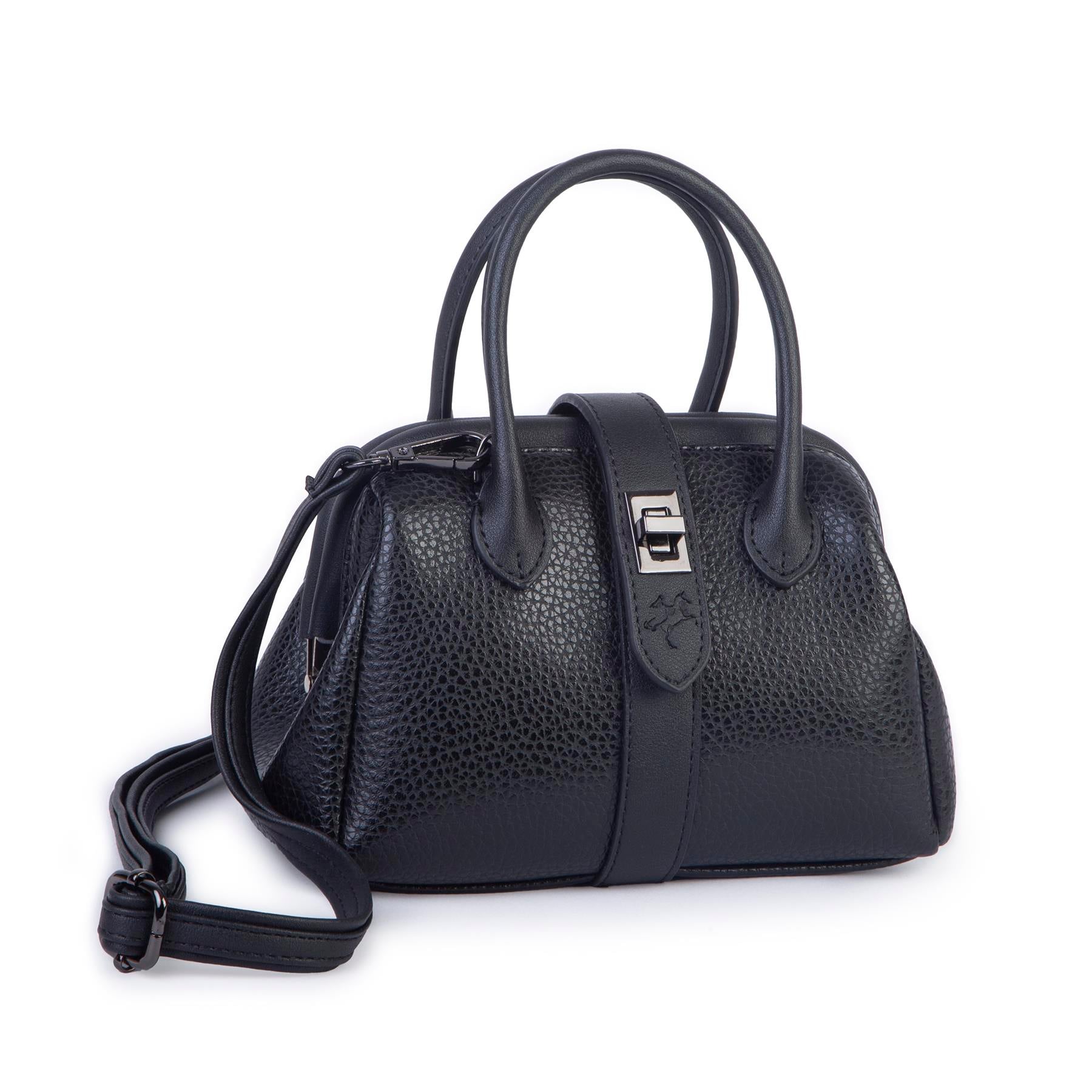  Nas Bag Kadın  Mini Boy Klipsli El ve Postacı Çantası Siyah Lopez (20x13 cm)