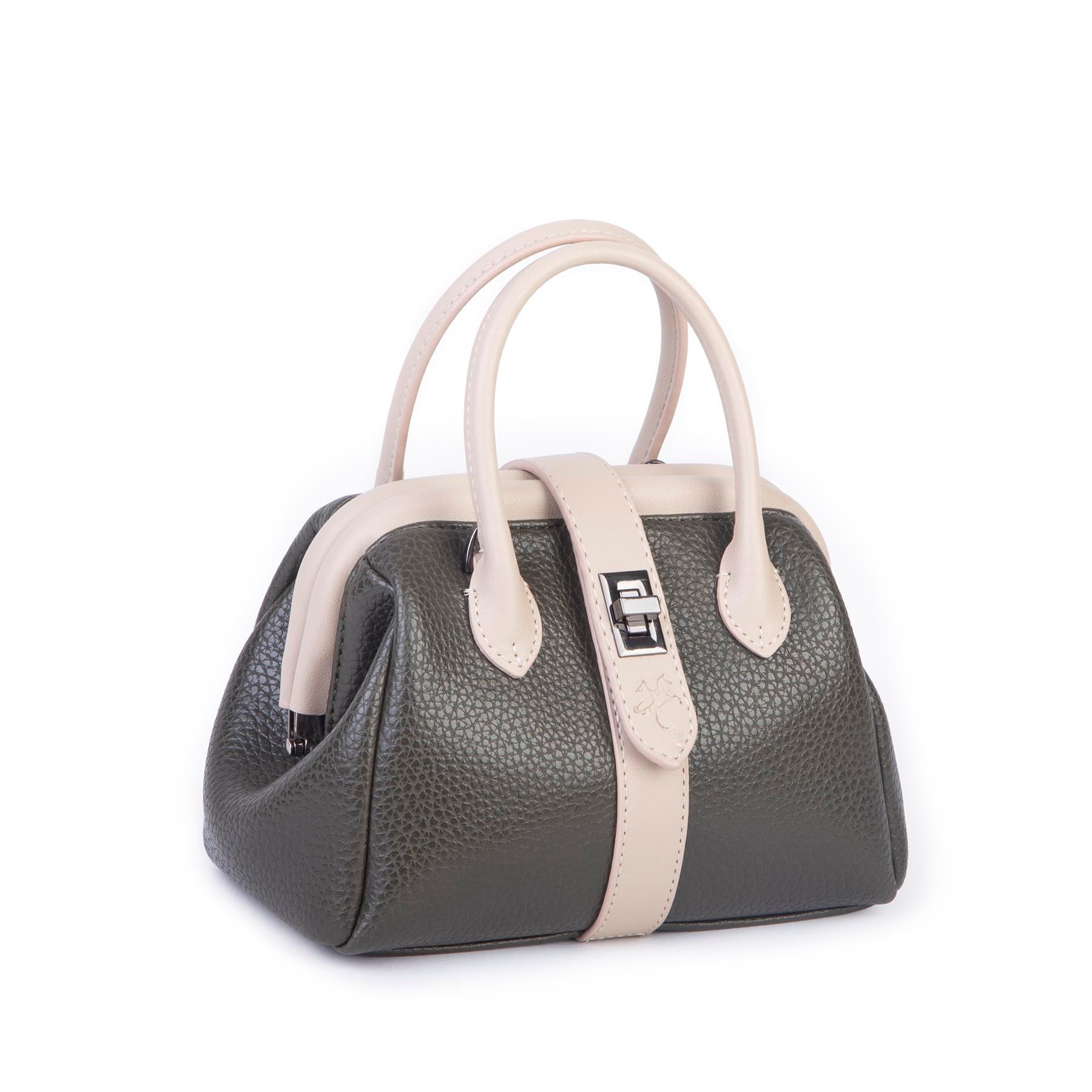  Nas Bag Kadın  Mini Boy Klipsli El ve Postacı Çantası Yeşil Kum Lopez (20x13 cm)