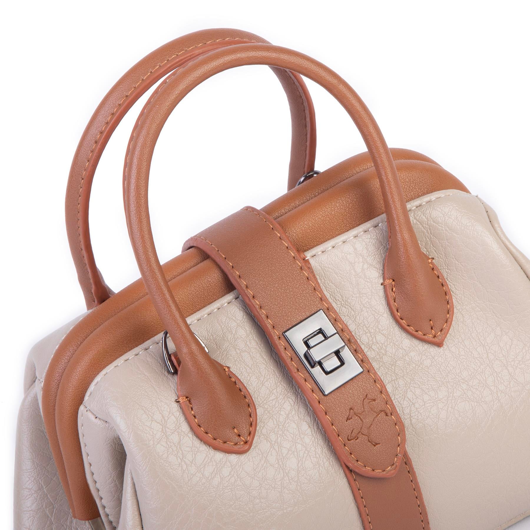  Nas Bag Kadın  Mini Boy Klipsli El ve Postacı Çantası Kum Taba Victoria (20x13 cm)