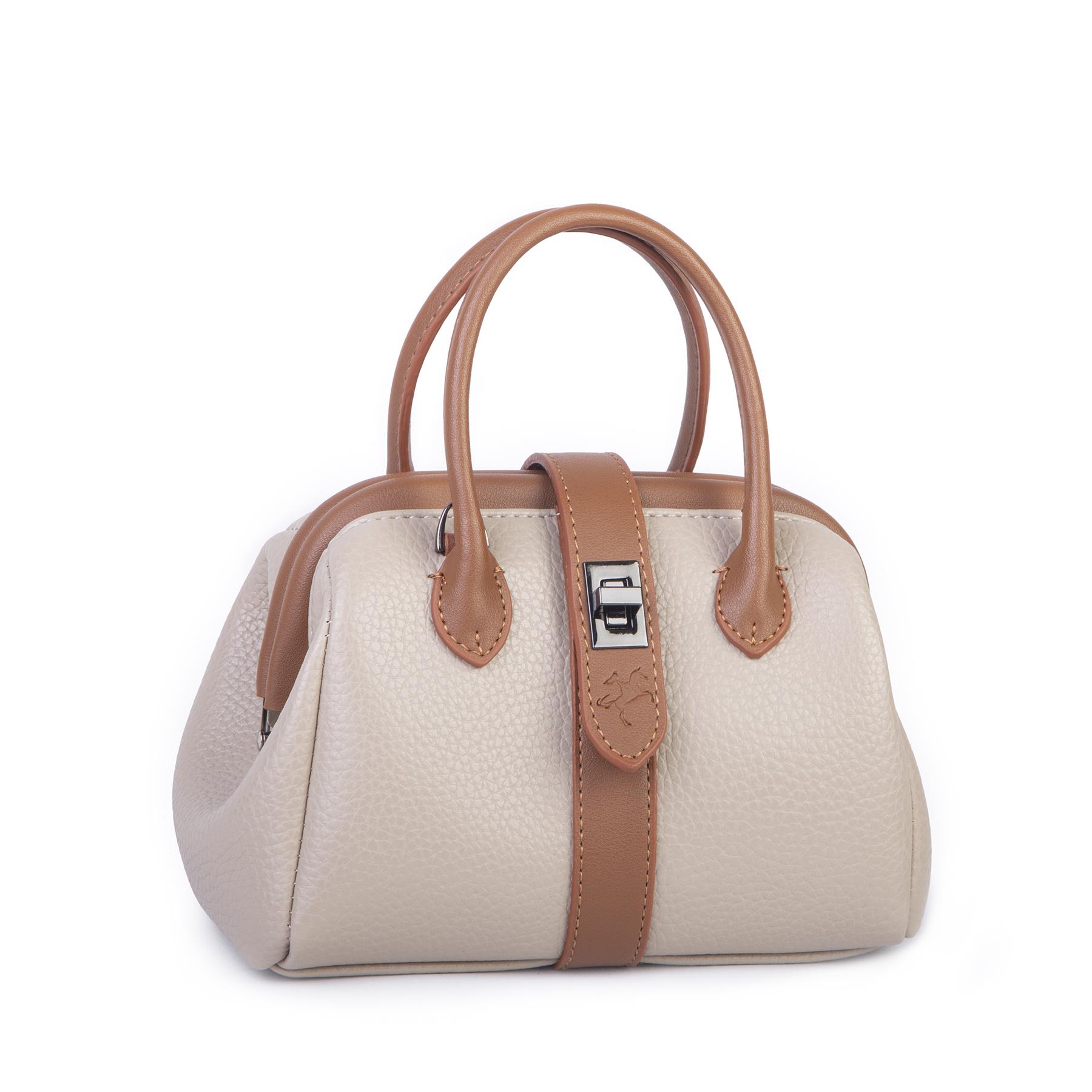  Nas Bag Kadın  Mini Boy Klipsli El ve Postacı Çantası Kum Taba Lopez (20x13 cm)