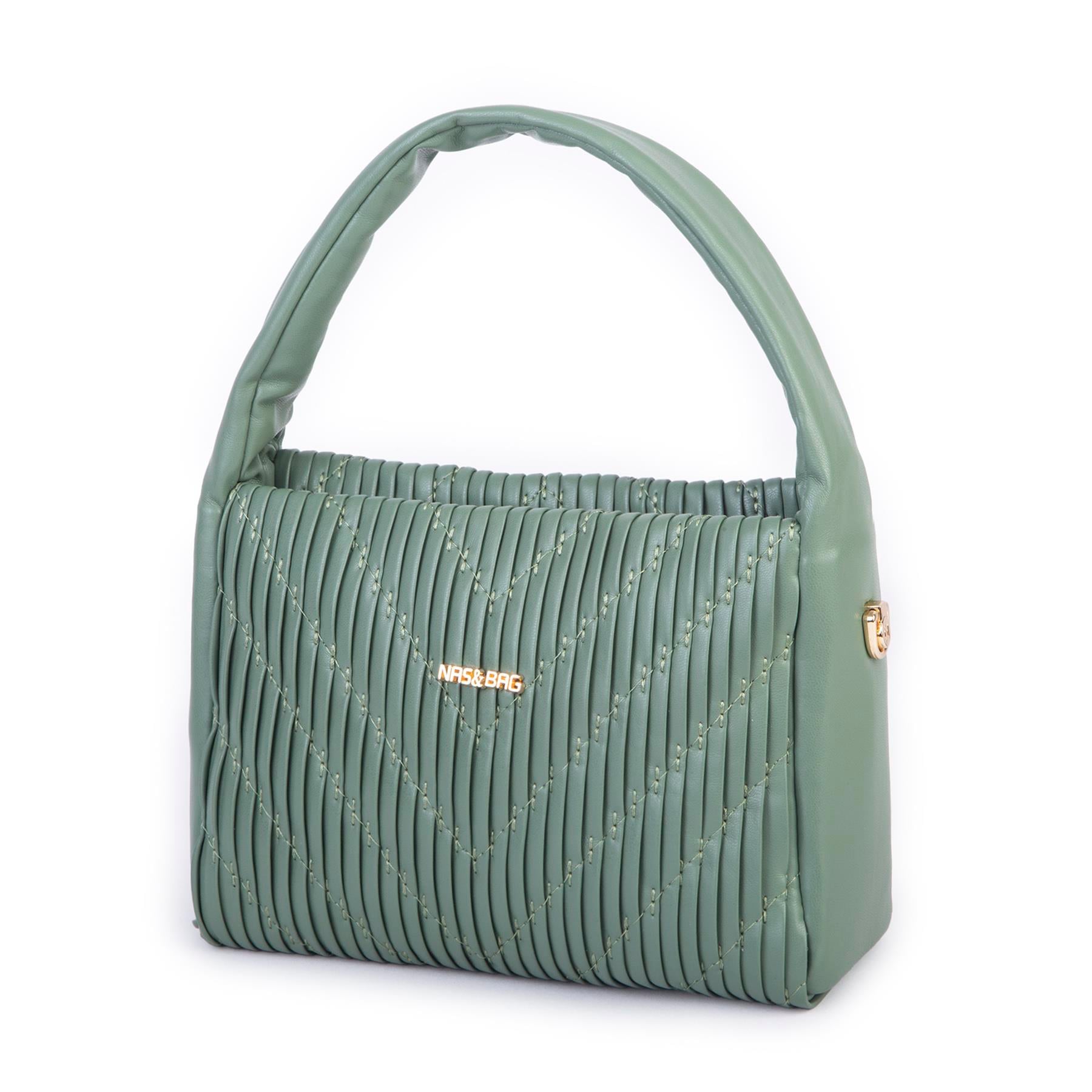  Nas Bag Kadın  Mini Boy Omuz Çapraz ve El Çantası ( 19x15 cm)Mint Yeşili 