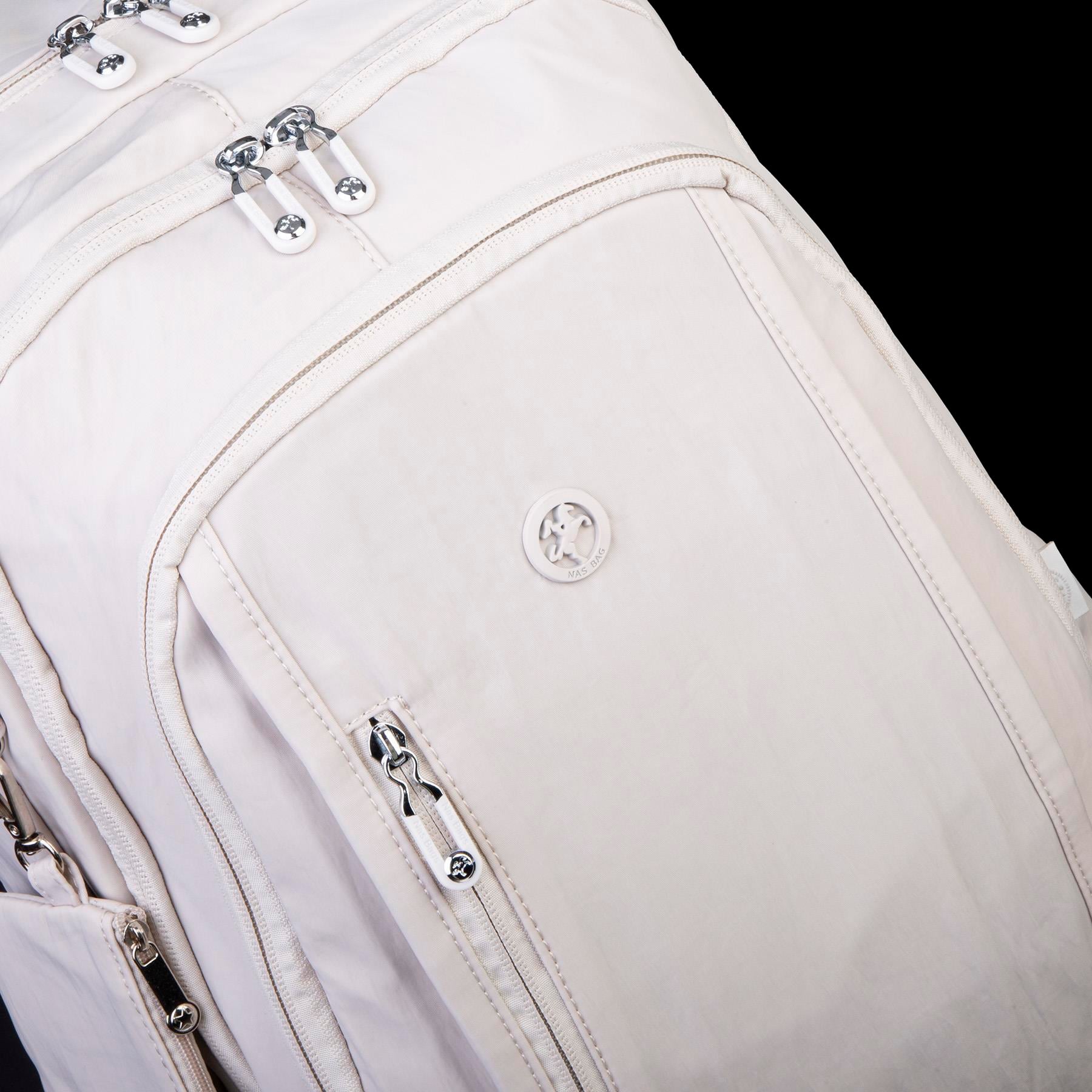  Nas Bag Unisex  Büyük Boy Hafif  Çok Gözlü Okul Sırt Çantası (en :30 cm boy:44 cm) Bej