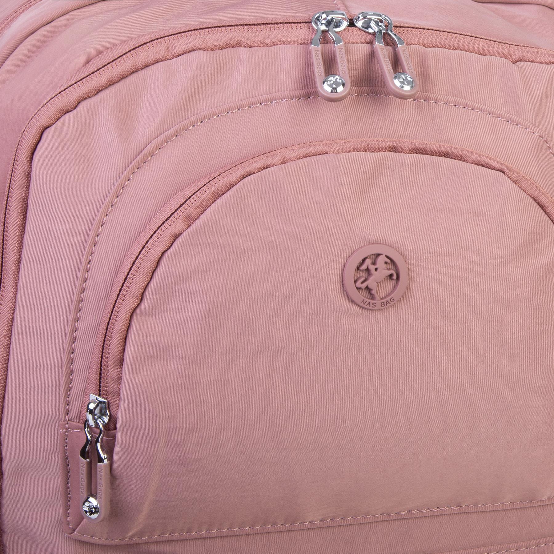  Nas Bag Unisex Büyük Boy Hafif Çok Gözlü Sırt Çantası Gül Kurusu