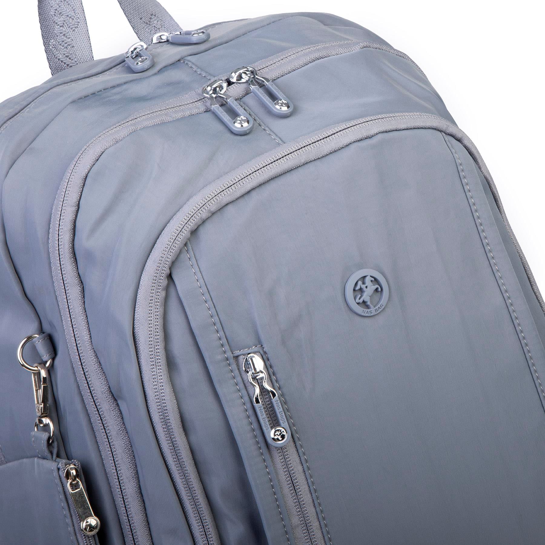  Nas Bag Unisex  Büyük Boy Hafif  Çok Gözlü Okul Sırt Çantası (en :30 cm boy:44 cm) Gri