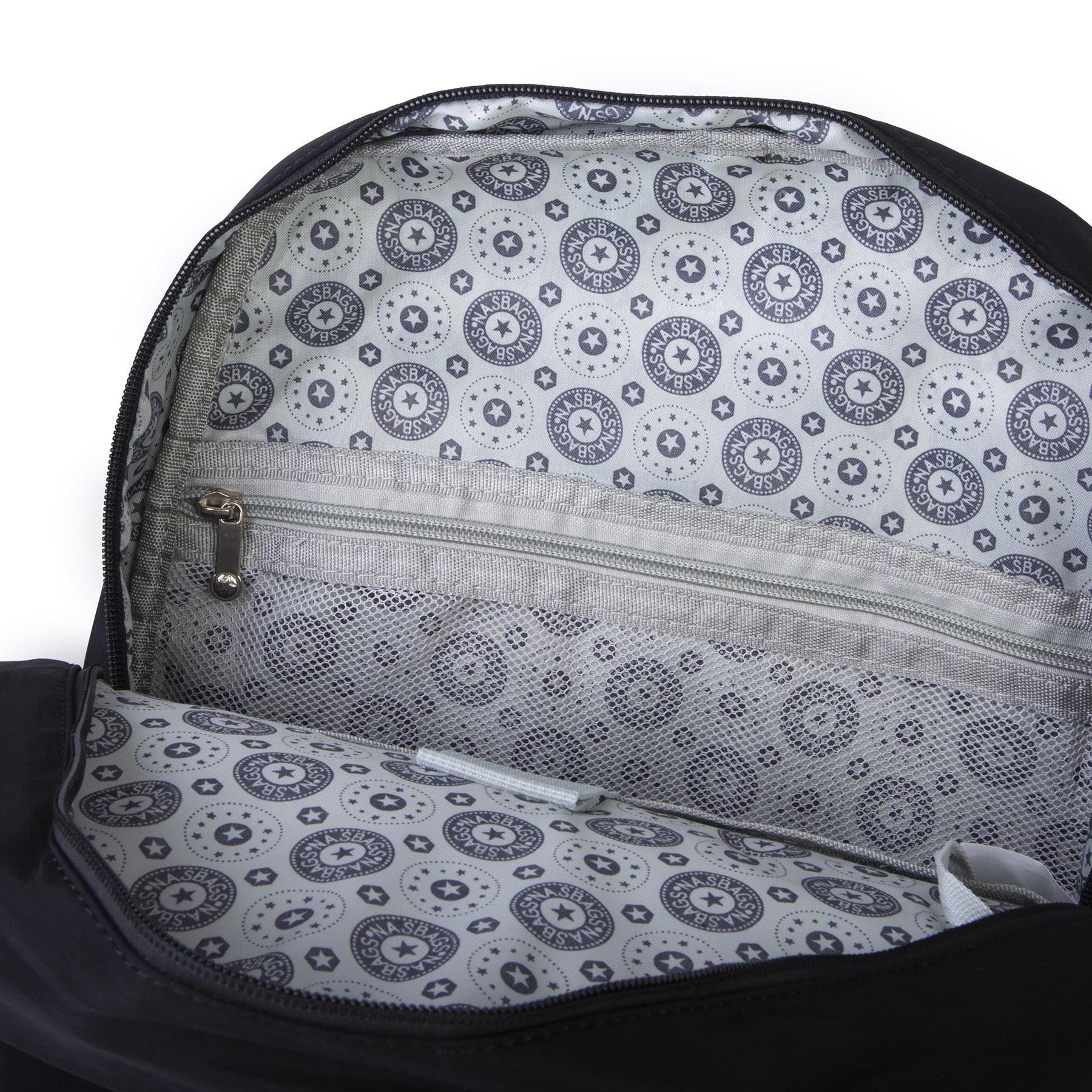  Nas Bag Unisex  Büyük Boy Hafif  Çok Gözlü Okul Sırt Çantası (en :30 cm boy:44 cm) Siyah