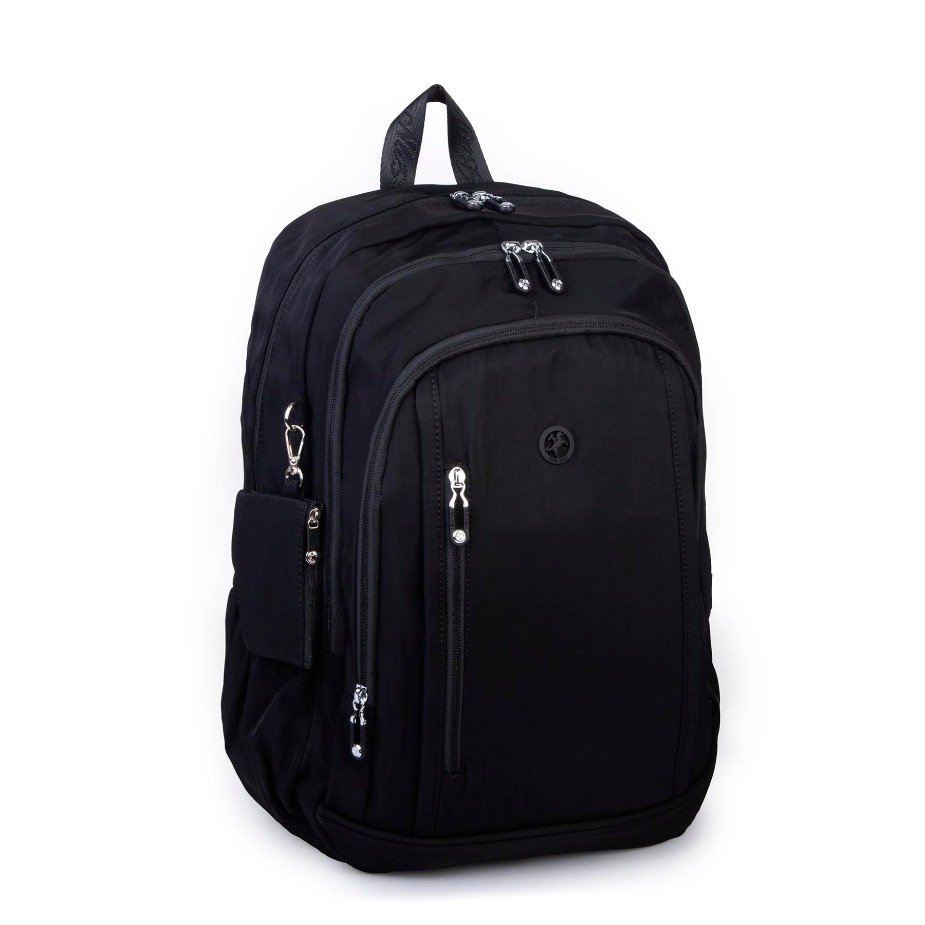  Nas Bag Unisex  Büyük Boy Hafif  Çok Gözlü Okul Sırt Çantası (en :30 cm boy:44 cm) Siyah