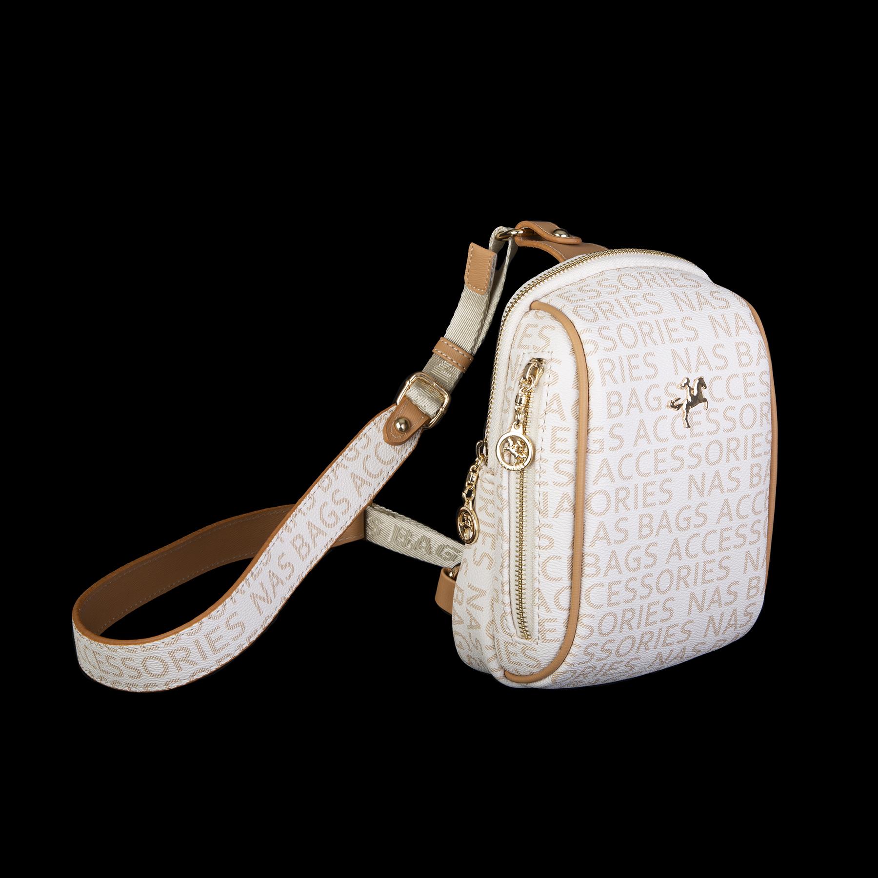 Nas Bag Bel ve Body Bag Krem Camel Yazılı