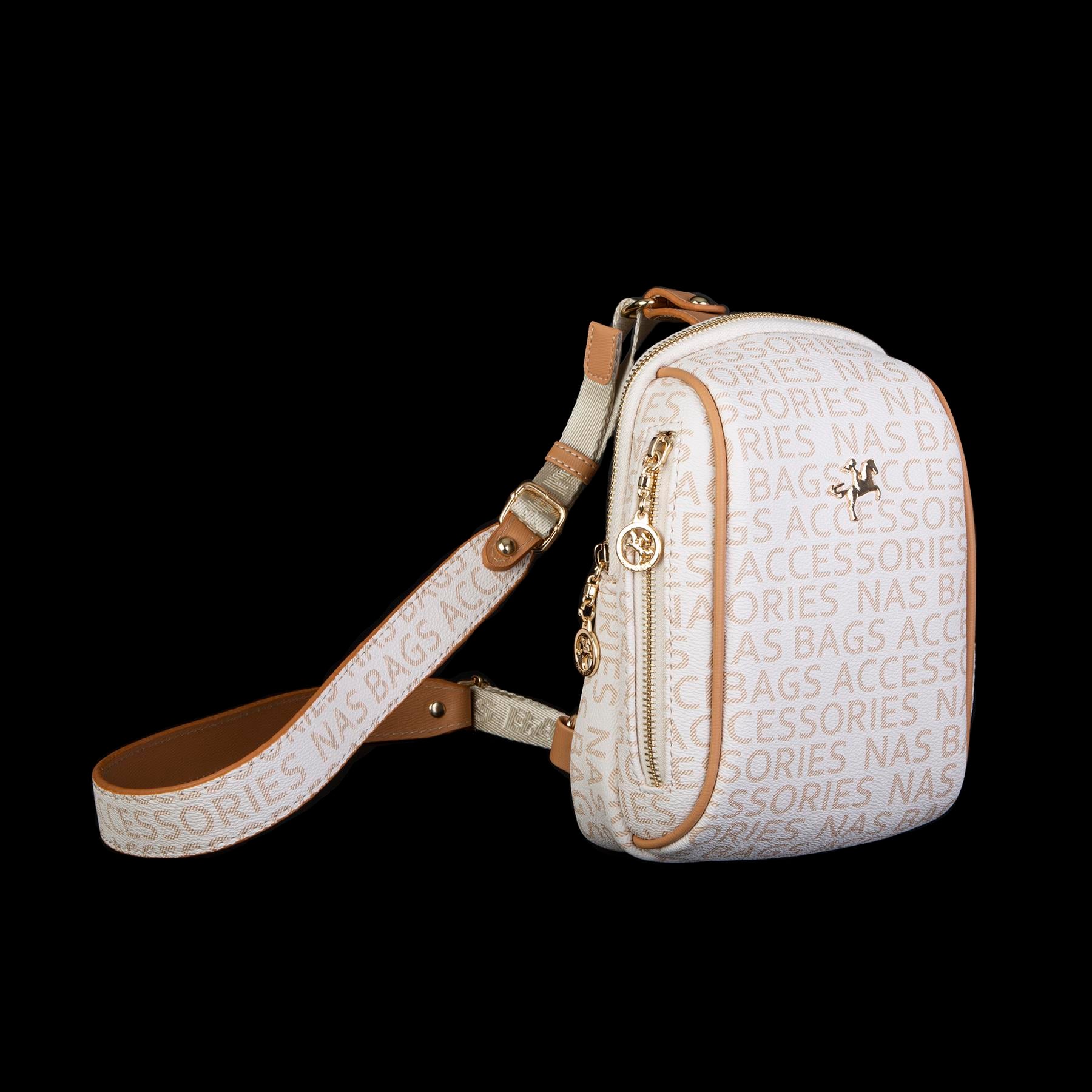 Nas Bag Bel ve Body Bag Krem Camel Yazılı