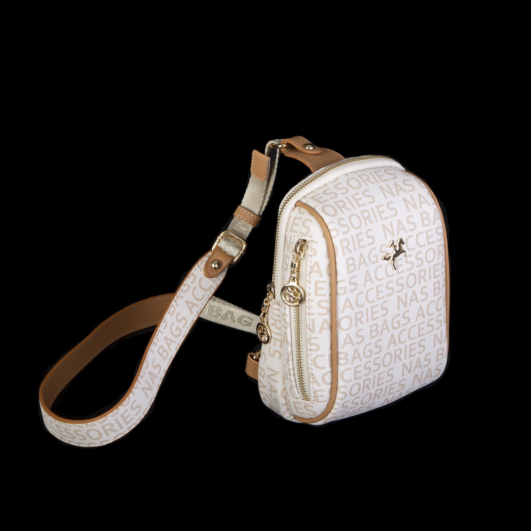 Nas Bag Bel ve Body Bag Krem Camel Yazılı